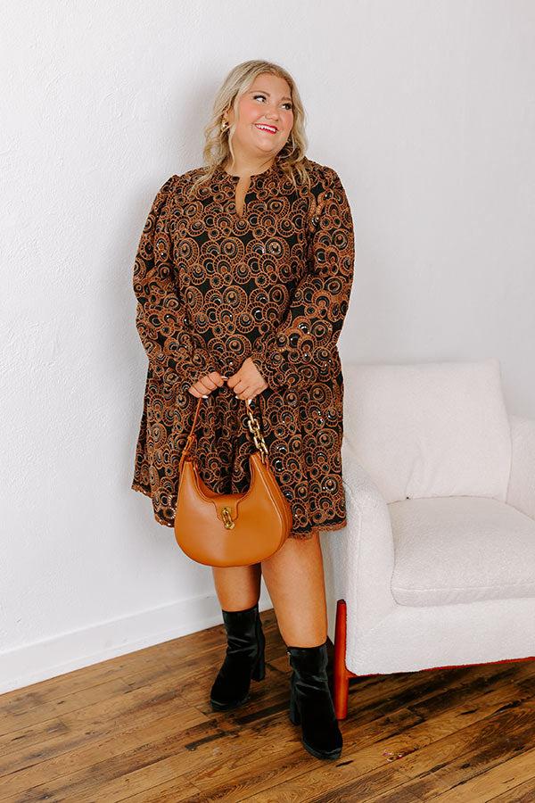 Fifth Avenue Embroidered Mini Dress in Black Curves Product Image