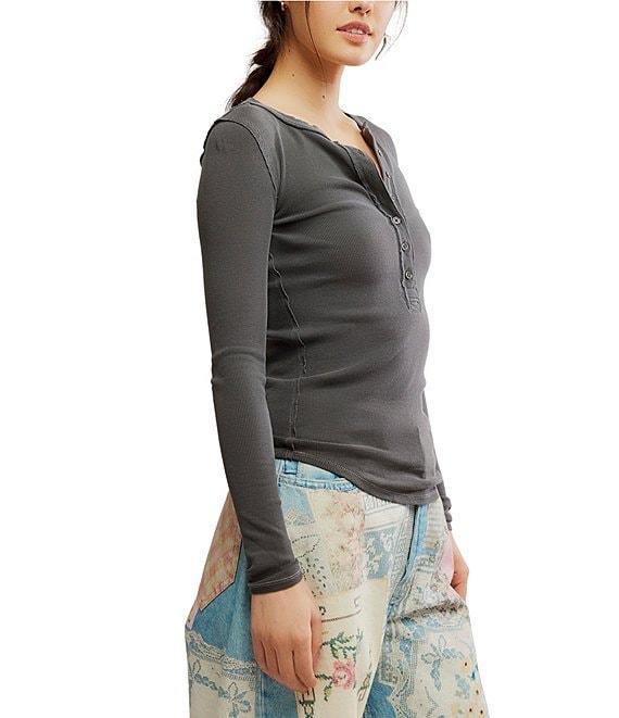 Free People We The Free Jamie V-Neck Long Sleeve Henley Top Product Image