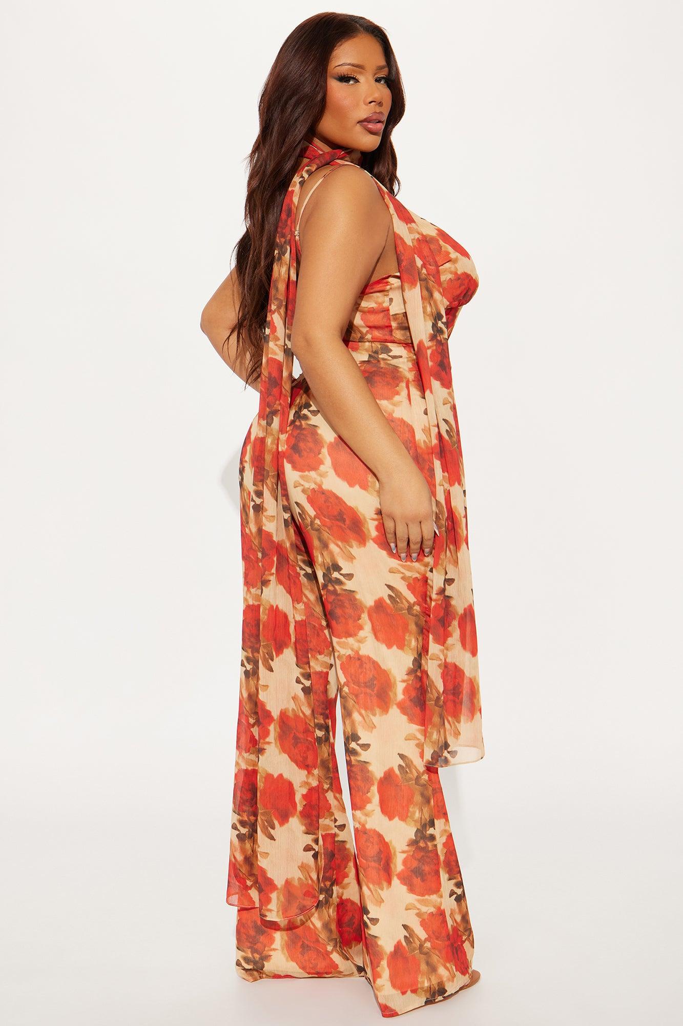 Shauna Chiffon Scarf Jumpsuit - Red/combo Female Product Image