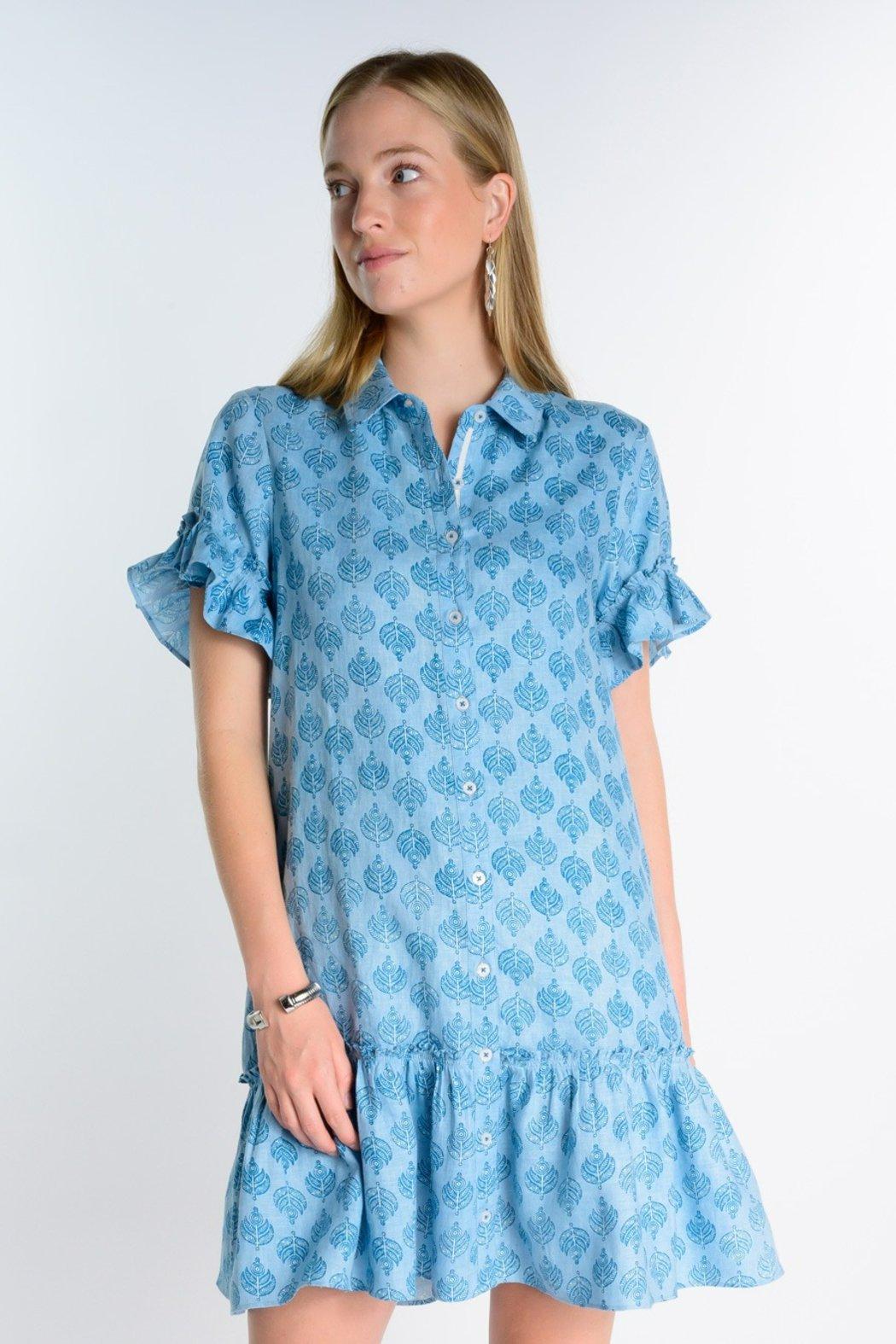 Flounced Hem Shirt Dress Product Image