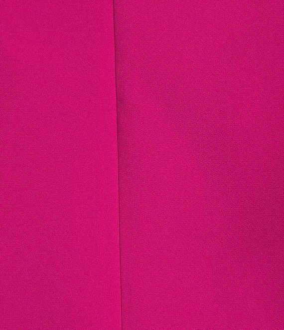 Caroline Rose Plus Taylor Crepe Split Mandarin Collar 3/4 Sleeve A-Line Dress Product Image