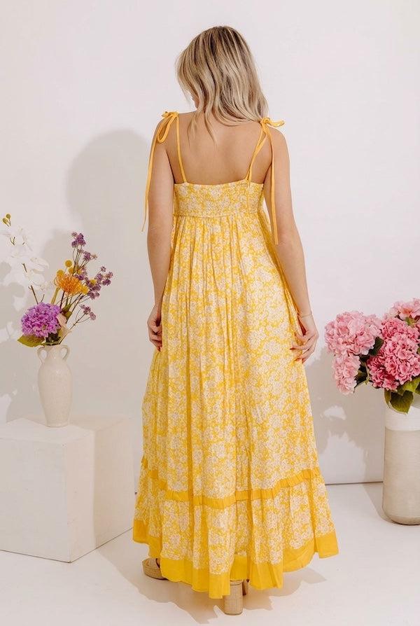 Boho Beauty Floral Maxi Dress in Marigold Product Image