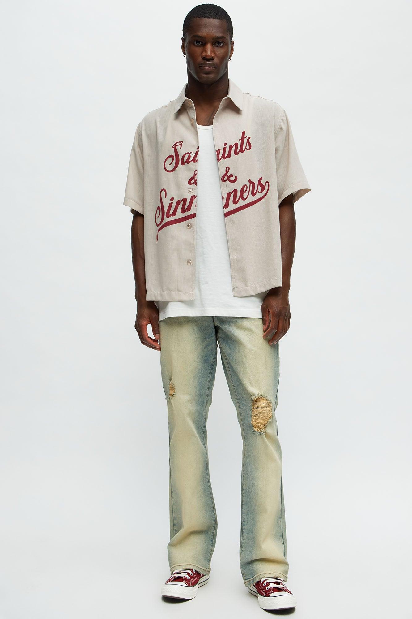 I Be Discreet Slim Flare Jeans - Vintage Blue Wash Product Image