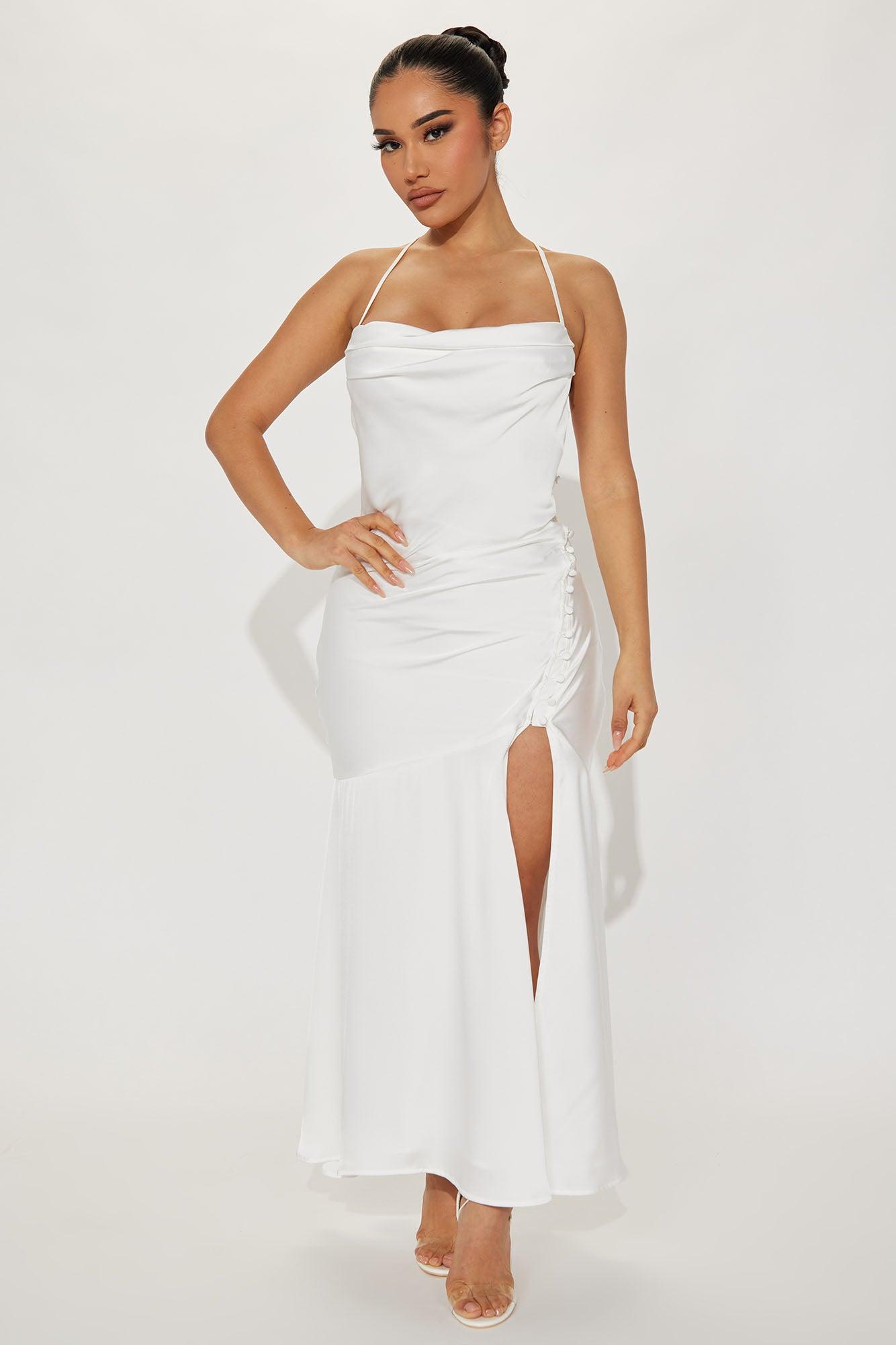 Julia Satin Maxi Dress - White Product Image