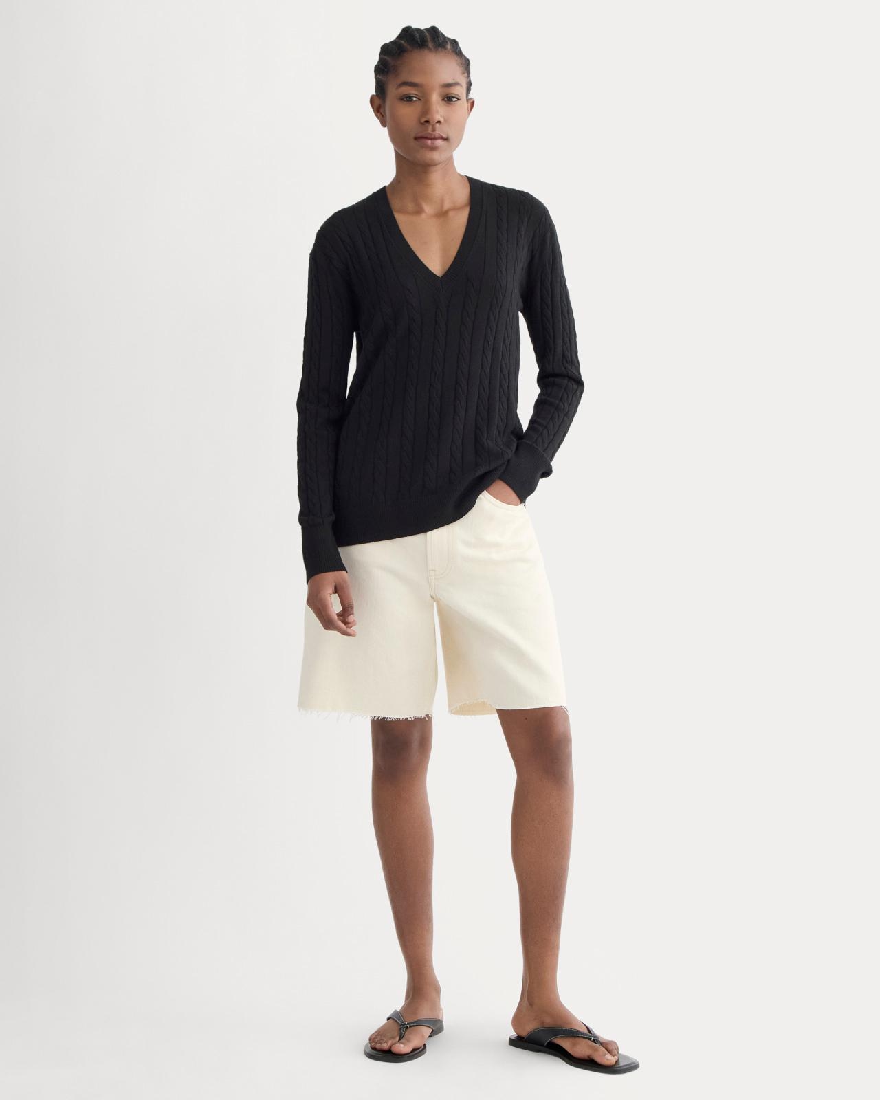 Womens Cable V-Neck in Cotton Cashmere Sweater by Everlane Product Image