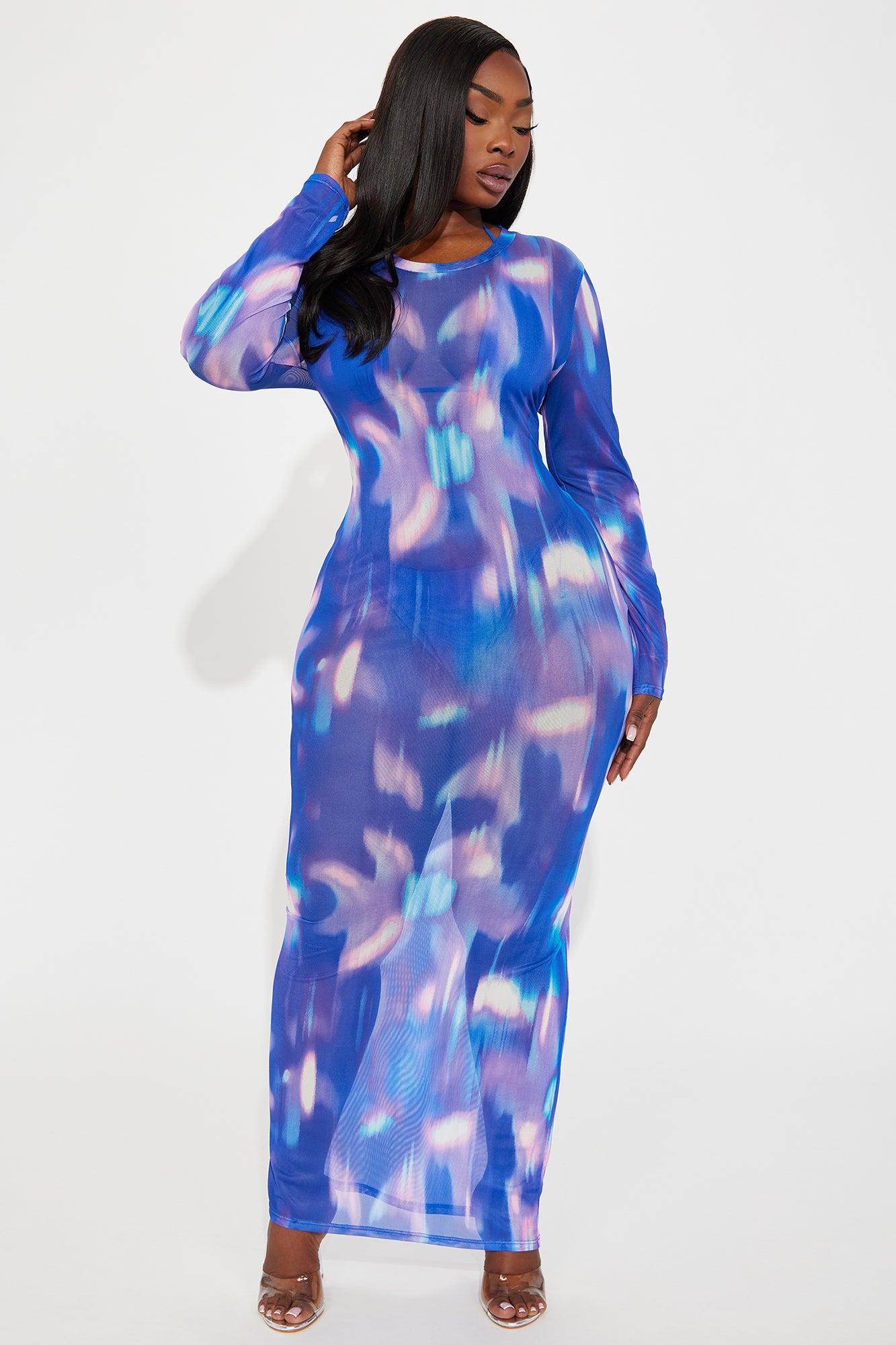 Thalia Mesh Cover Up Maxi Dress - Purple/combo Product Image