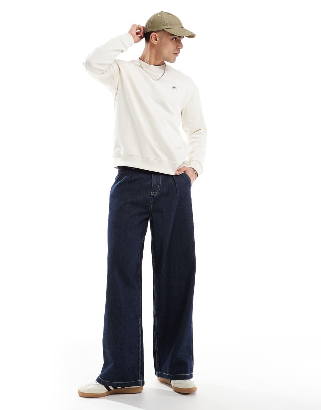 Lee workwear relaxed fit sweatshirt in off white Product Image