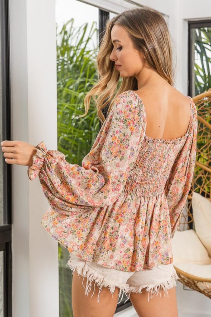 Floral Woven Smocked Top Product Image