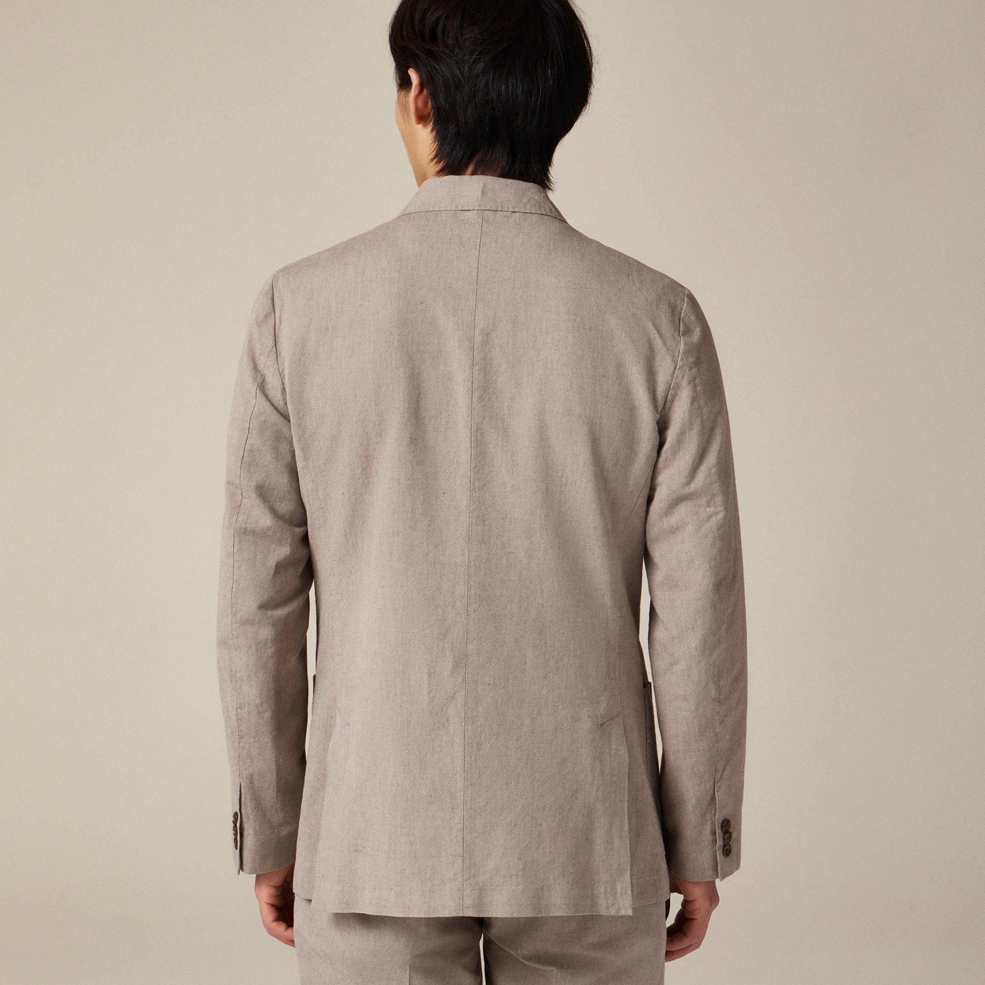 Ludlow Slim-fit double-breasted suit jacket in Irish cotton-linen blend Product Image