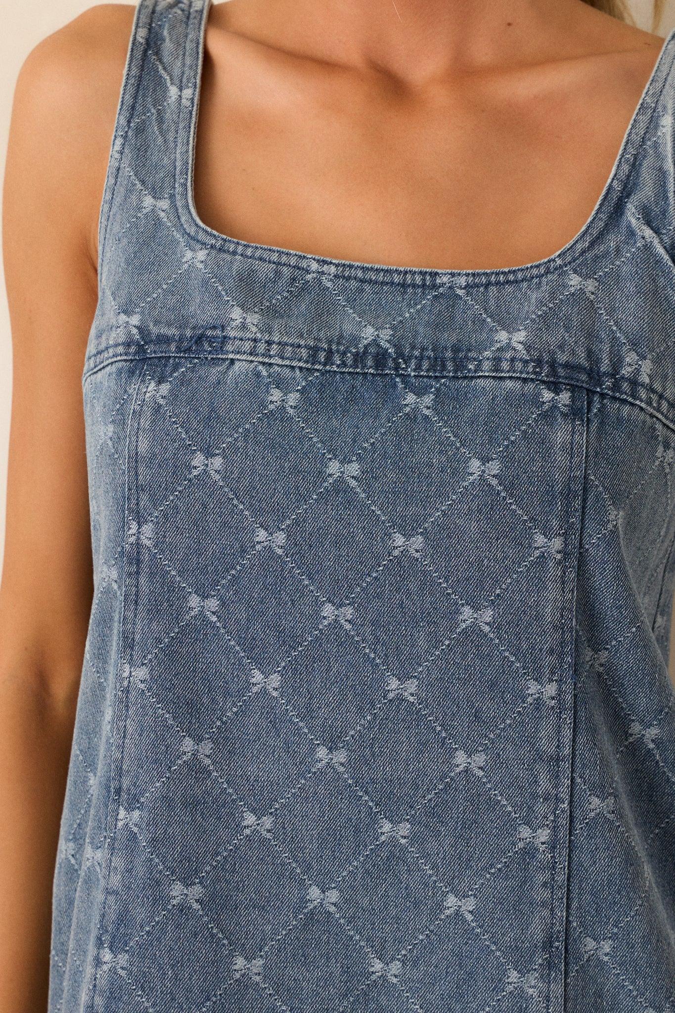 Caught Up Medium Wash Denim Mini Shift Dress Product Image