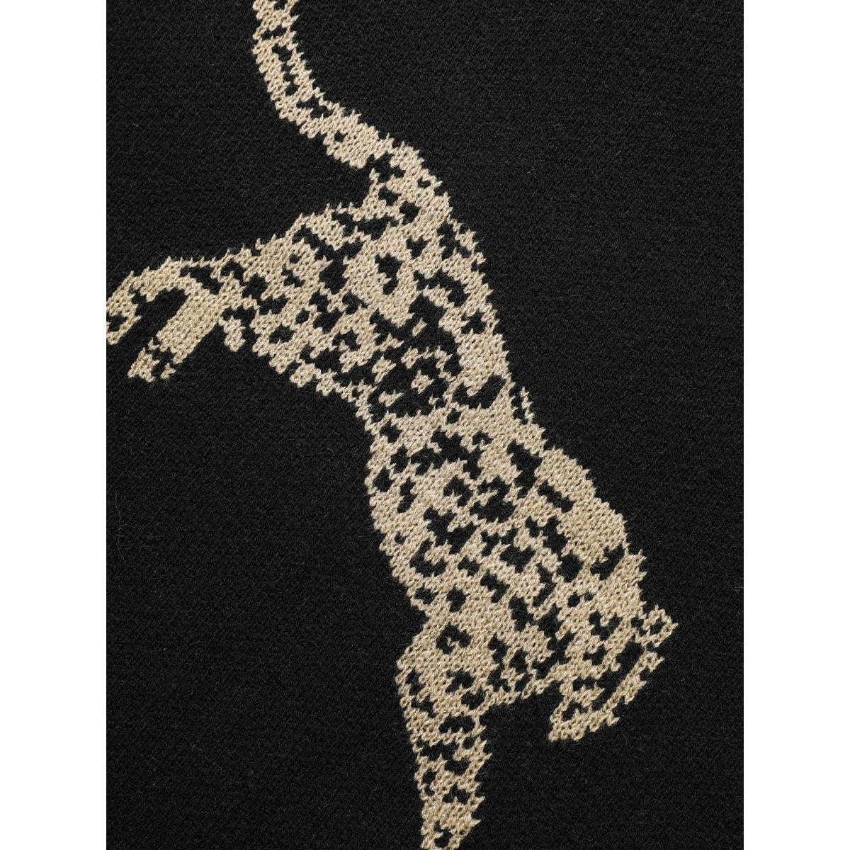 Plus Size Animal Jacquard Drop Shoulder Sleeve Pullover Black Women Casual Long Sleeve Round Neck Everyday Pullovers BloomChic 14-16/1X Product Image