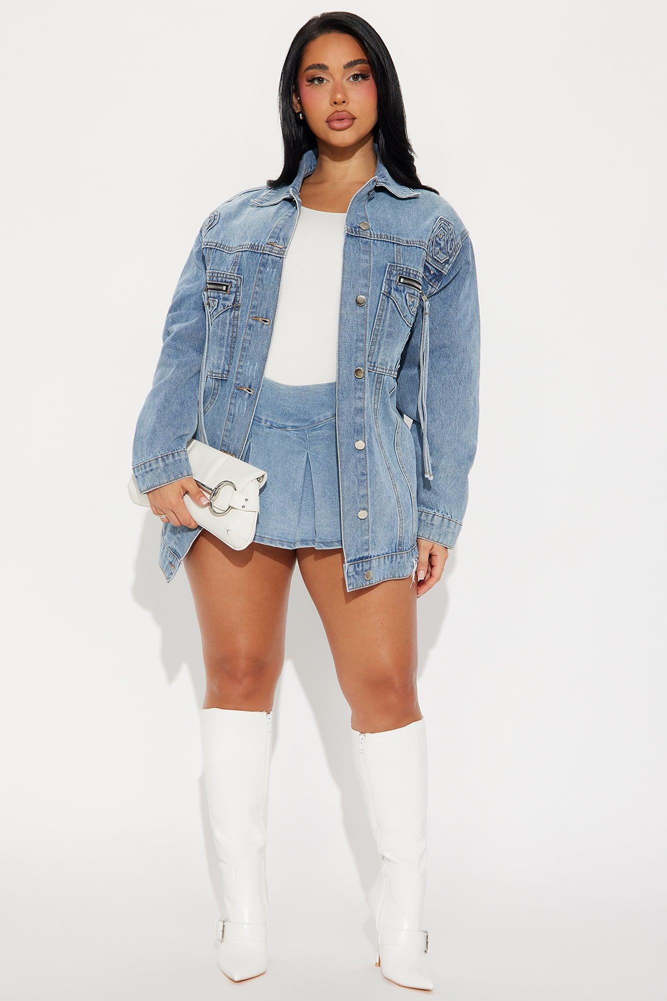 Big Impact Studded Denim Jacket - Light Wash Product Image