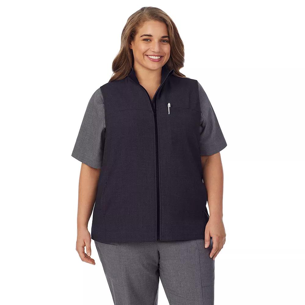 Plus Size Cuddl Duds® Scrubs 5-Pocket Lined Vest, Women's, Size: 3XL, Black Product Image