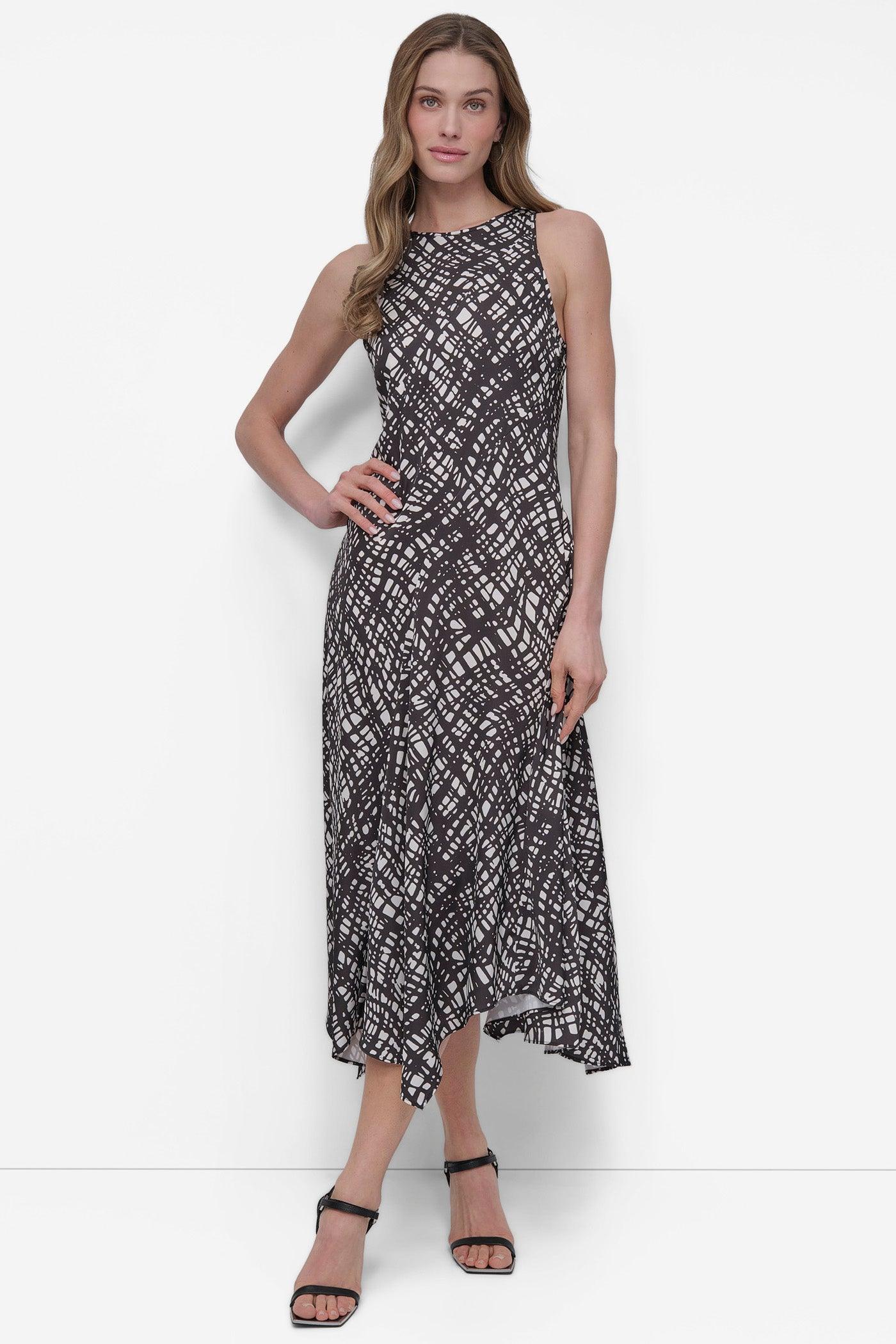 FIT & FLARE HIGH-LOW MIDI DRESS Product Image