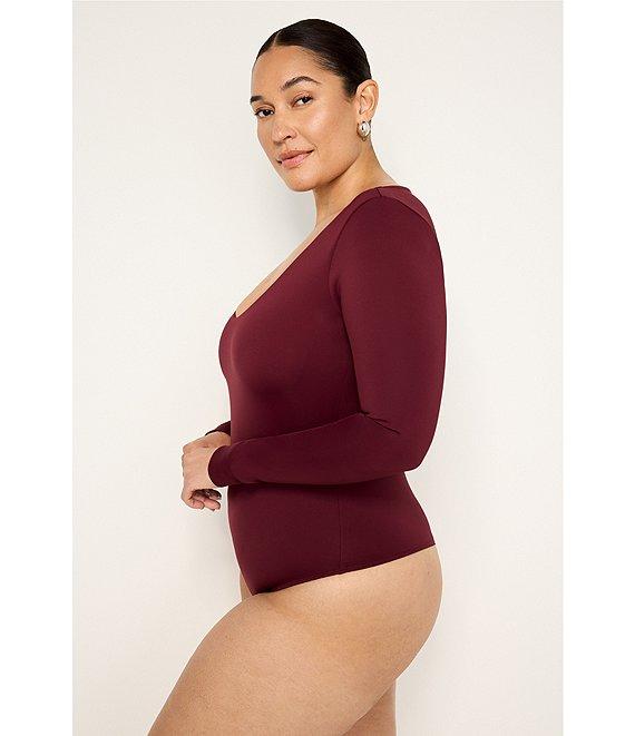 Good American Plus Size Sculpting Scoop Neck Long Sleeve Bodysuit Product Image