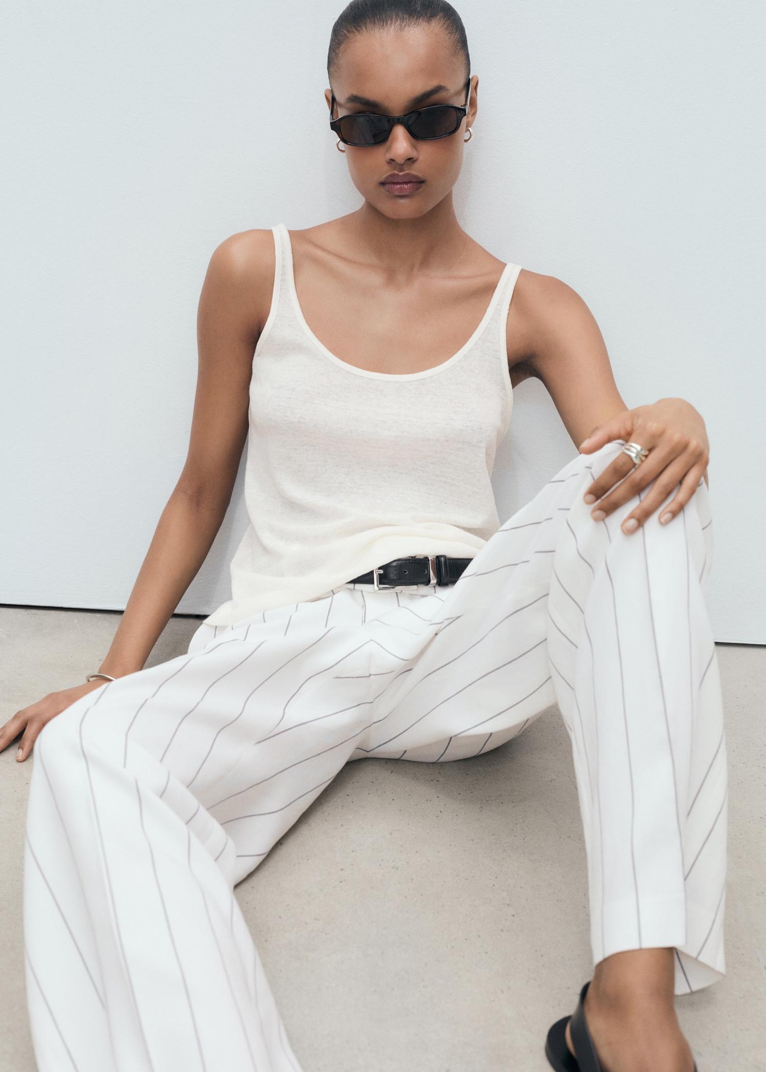 Strappy linen top - Women | MANGO USA Product Image