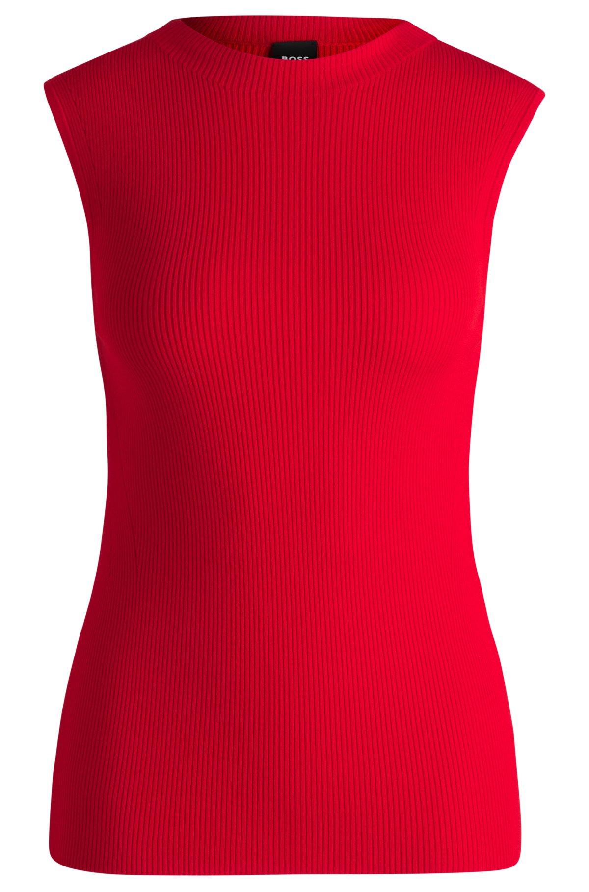 Ribbed-knit top with mock neckline Product Image