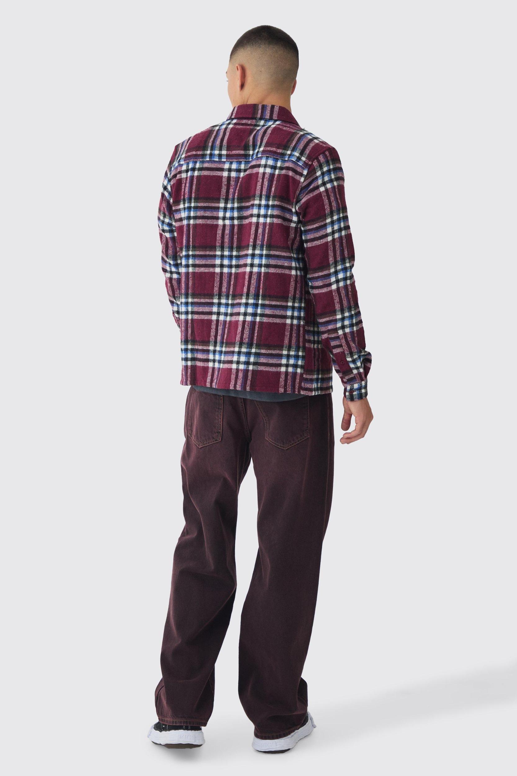 Regular Fit Long Sleeve Flannel Shirt | boohooMAN USA Product Image