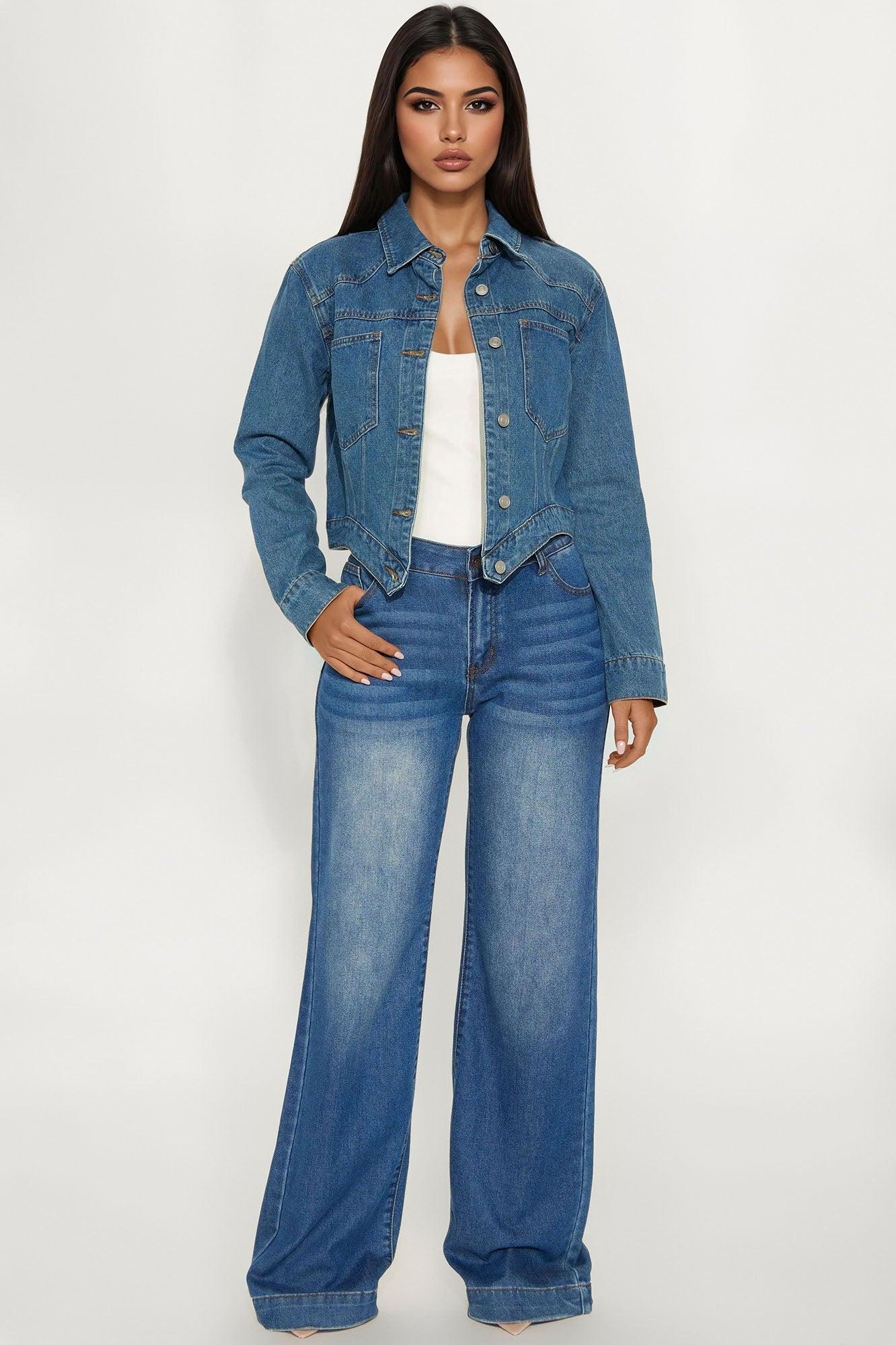 Big Talk Denim Jacket - Medium Wash Female Product Image