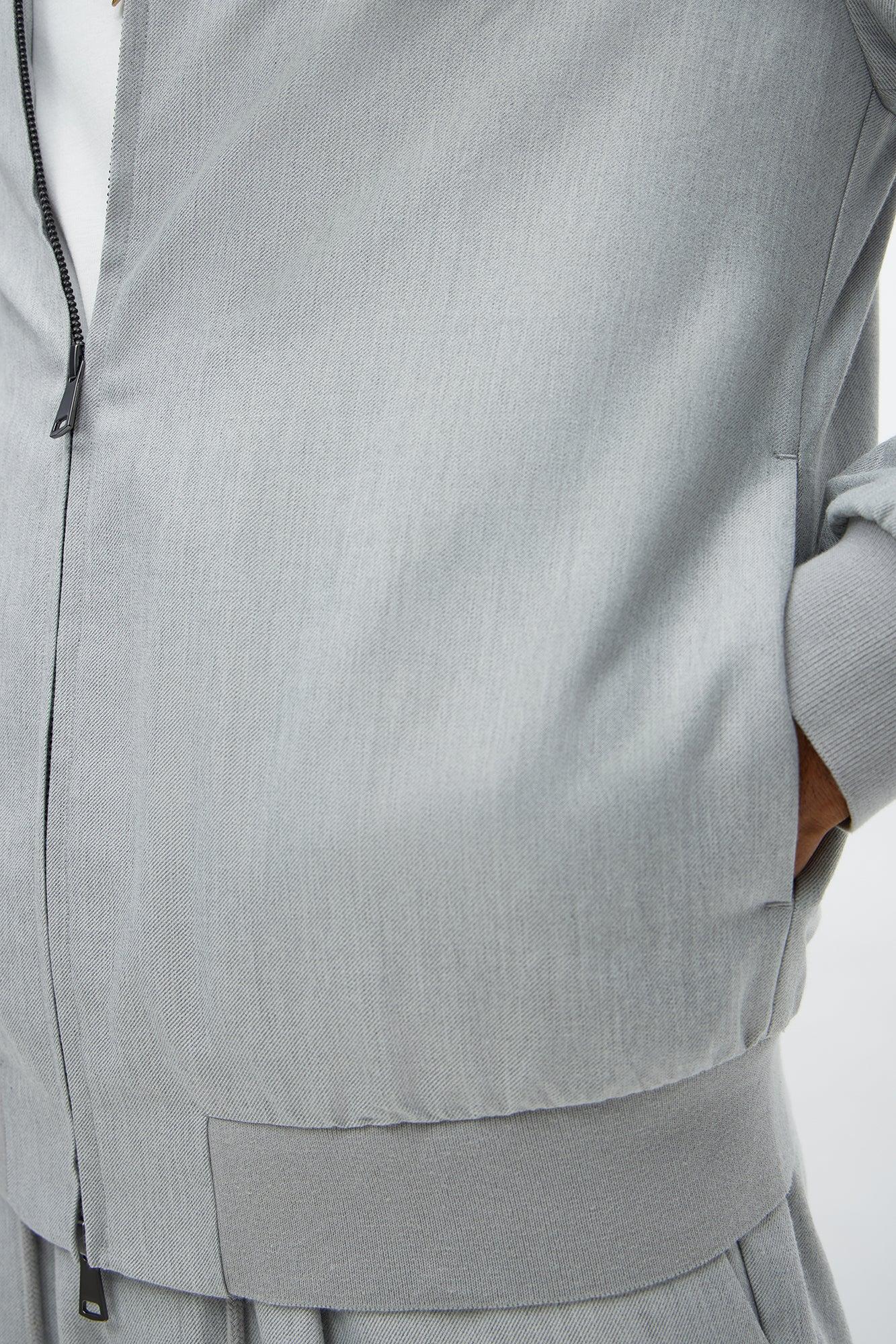 Slim Modern Two-Way Zipper Everyday Bomber - Light Grey Male Product Image