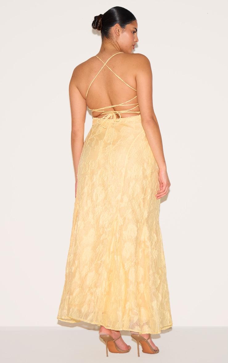 Plus Lemon Textured Lace Up Back Maxi Dress Product Image