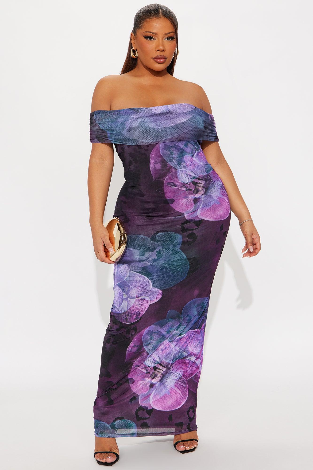 Flirty Floral Maxi Dress - Purple/combo Female Product Image