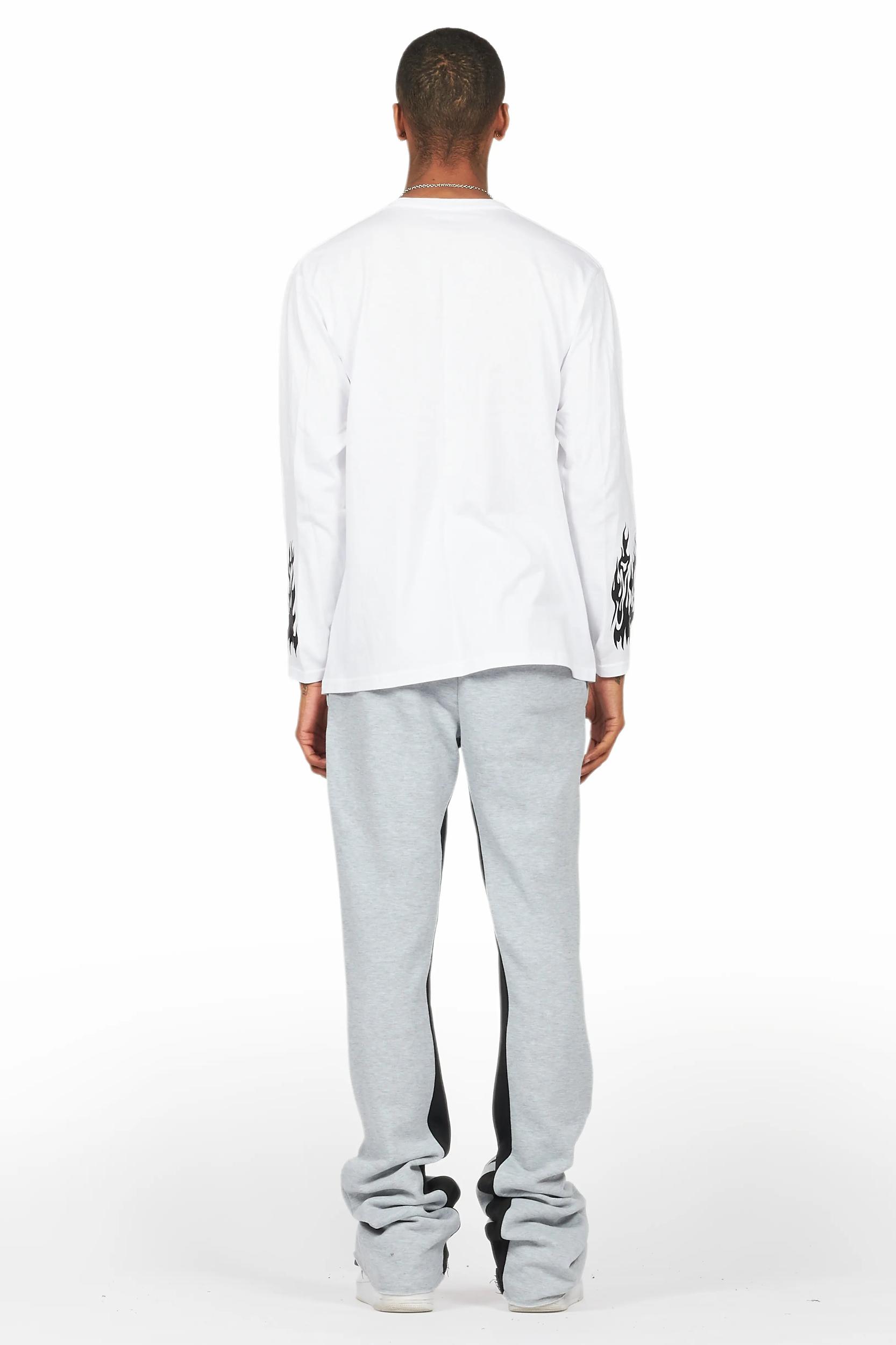 Bubble White/Grey Long Sleeve T-Shirt/Baggy Pant Set Male Product Image