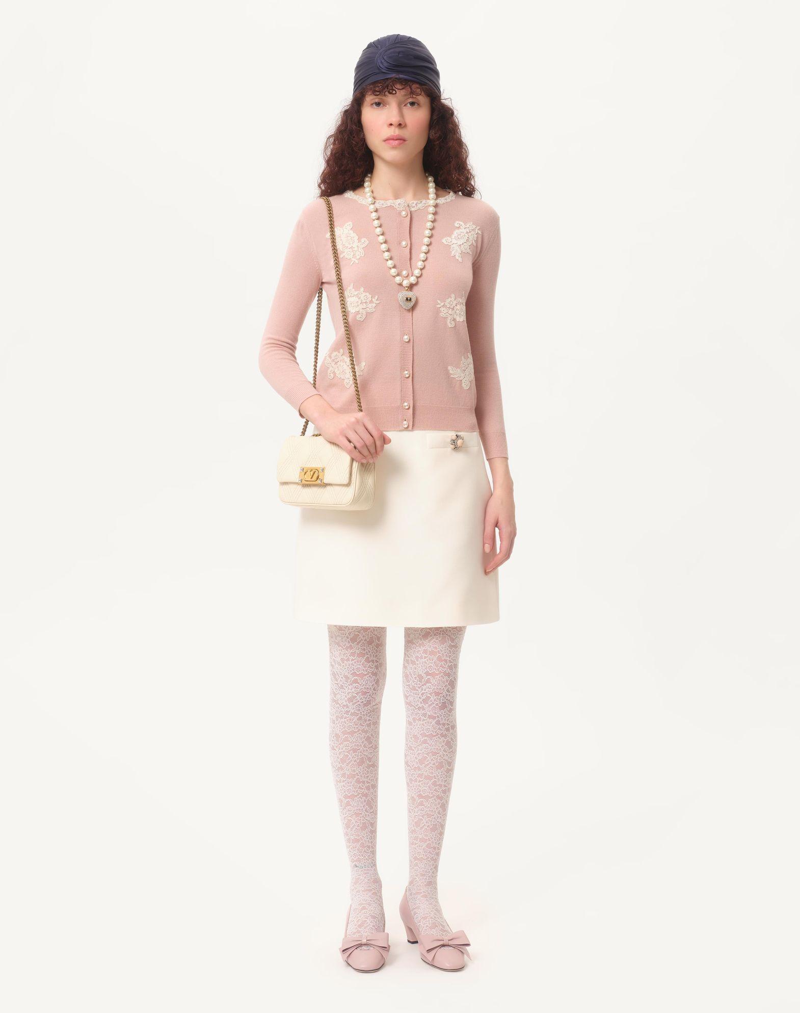 Embroidered Cardigan With Lace Inserts Product Image