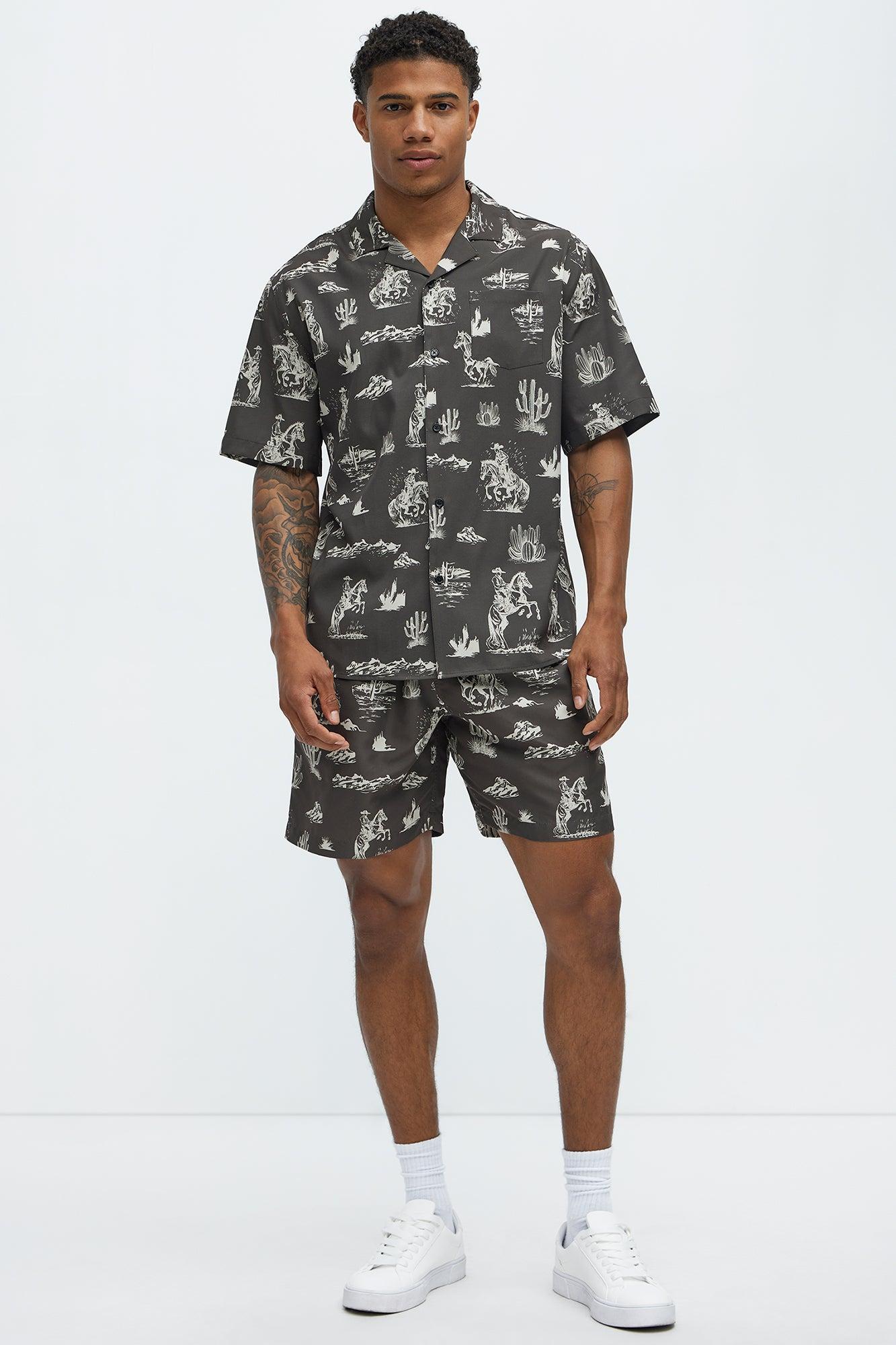 Wild West Button Up Shirt - Brown/combo Product Image