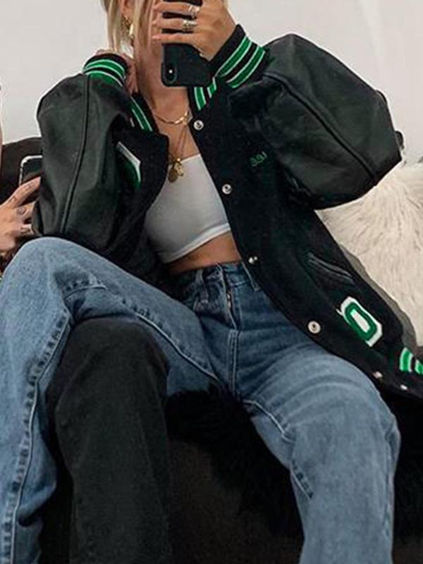 Oversized Logo Varsity Jacket Product Image