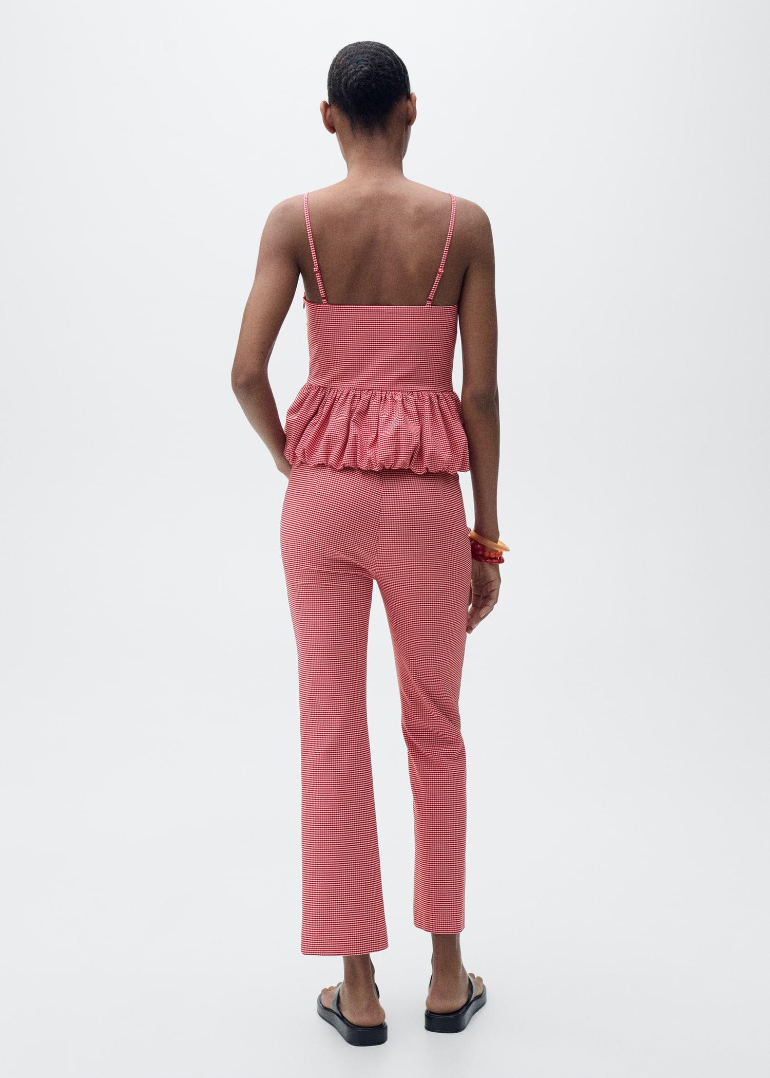 Gingham-check cropped pants - Women | MANGO USA Product Image