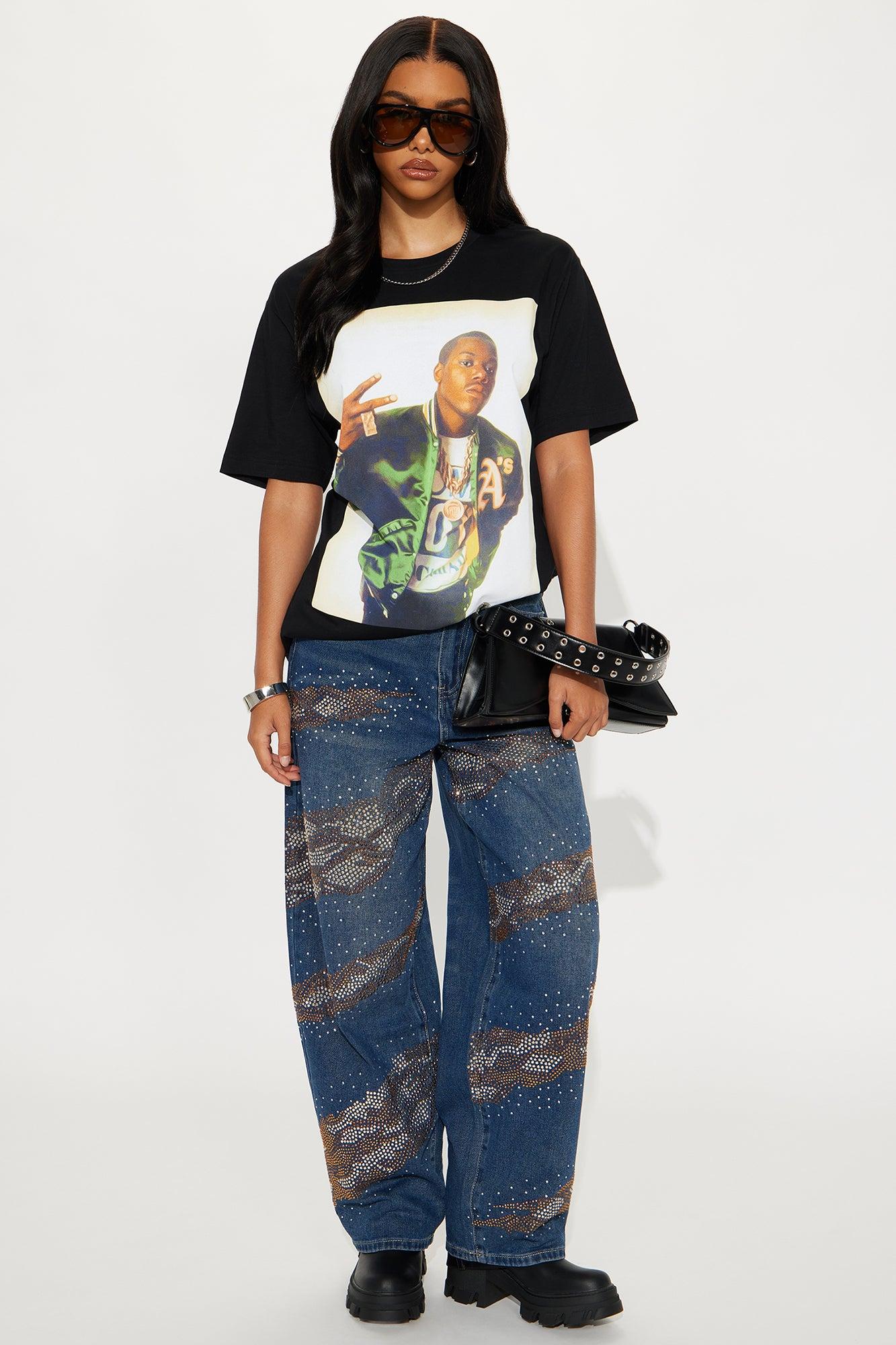 Too Short Retro Jacket Oversized Tee - Black Female Product Image