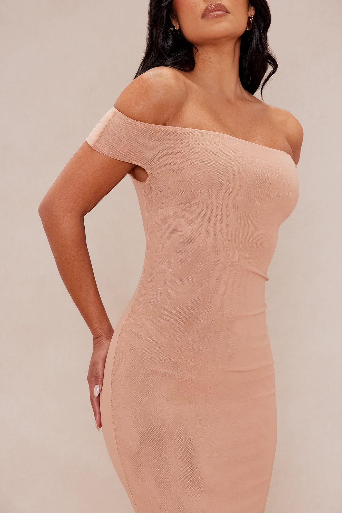 Main Event Mesh Midi Dress - Nude Product Image