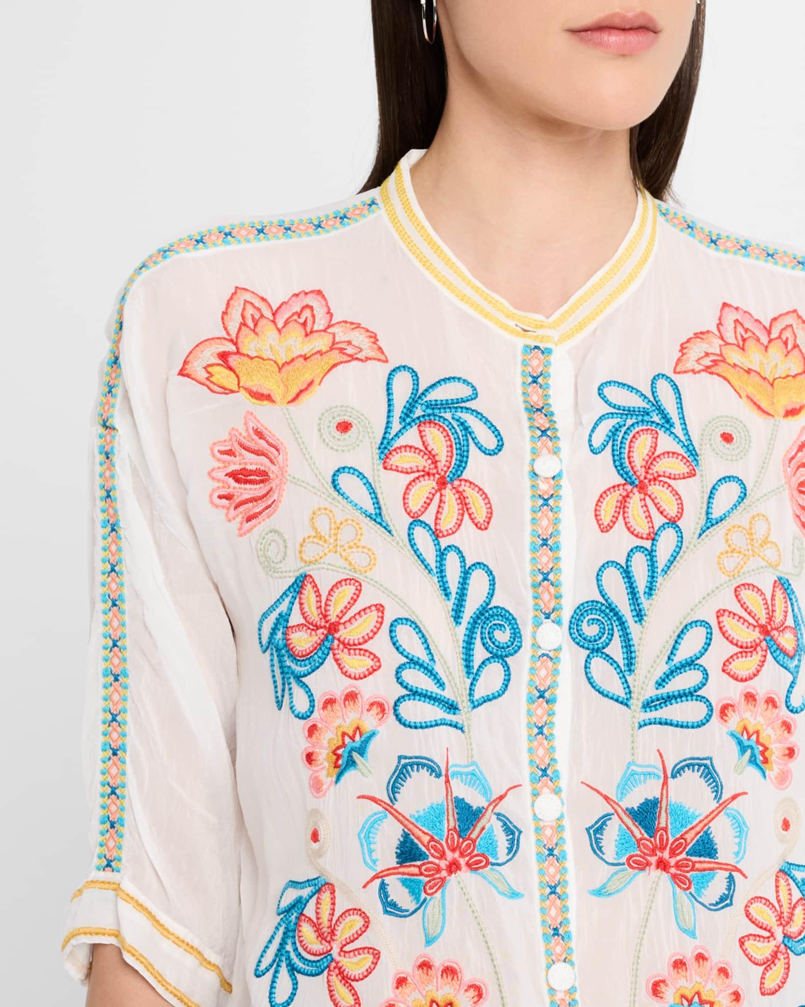 Audrey Floral-Embroidered Georgette Shirt Product Image