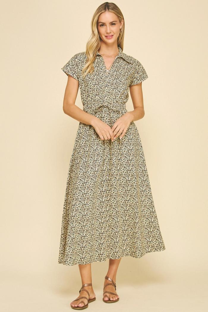 Leopard Print Open Back Maxi Dress Product Image