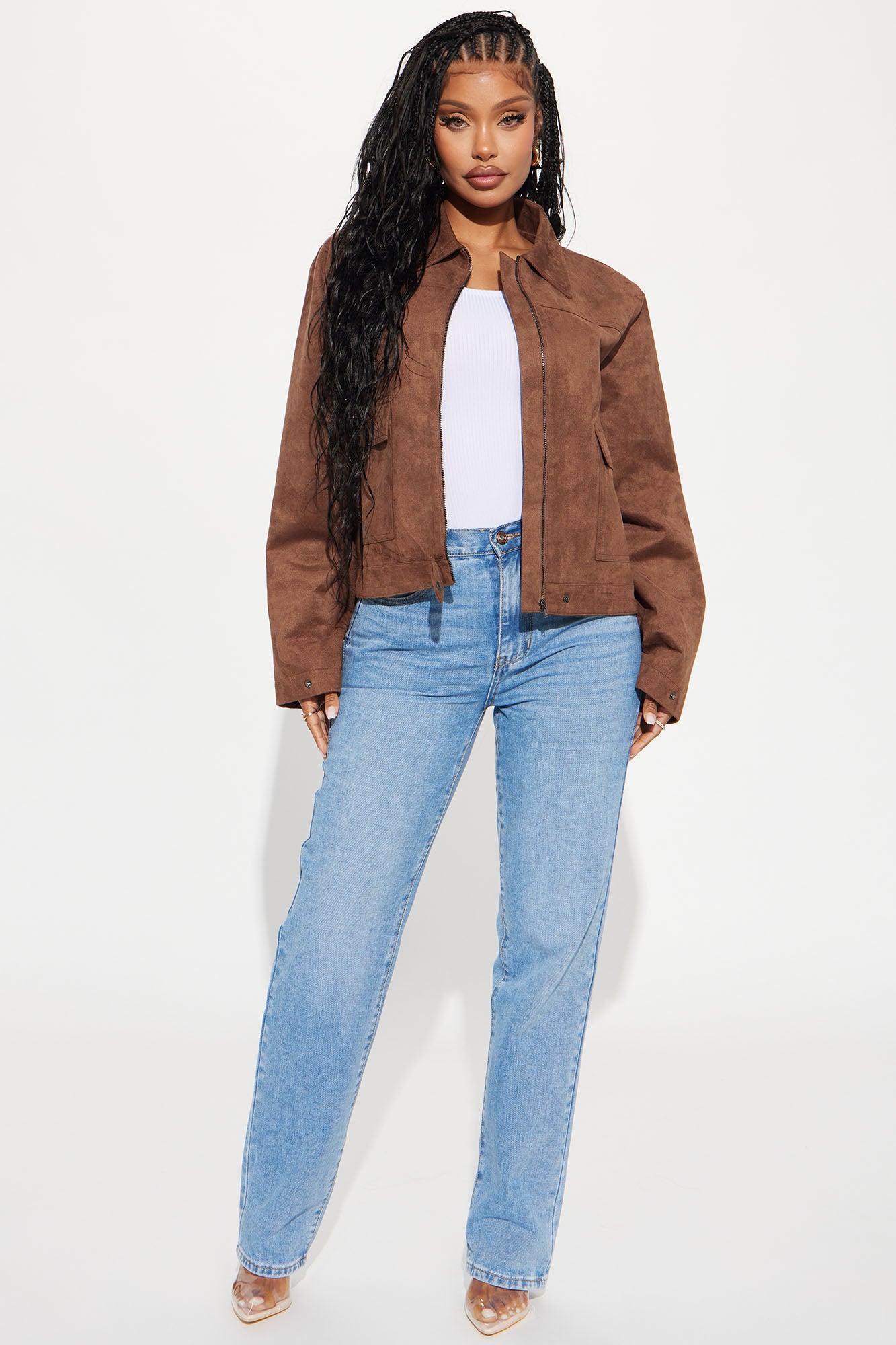 How It IS Faux Suede Jacket - Brown Female Product Image
