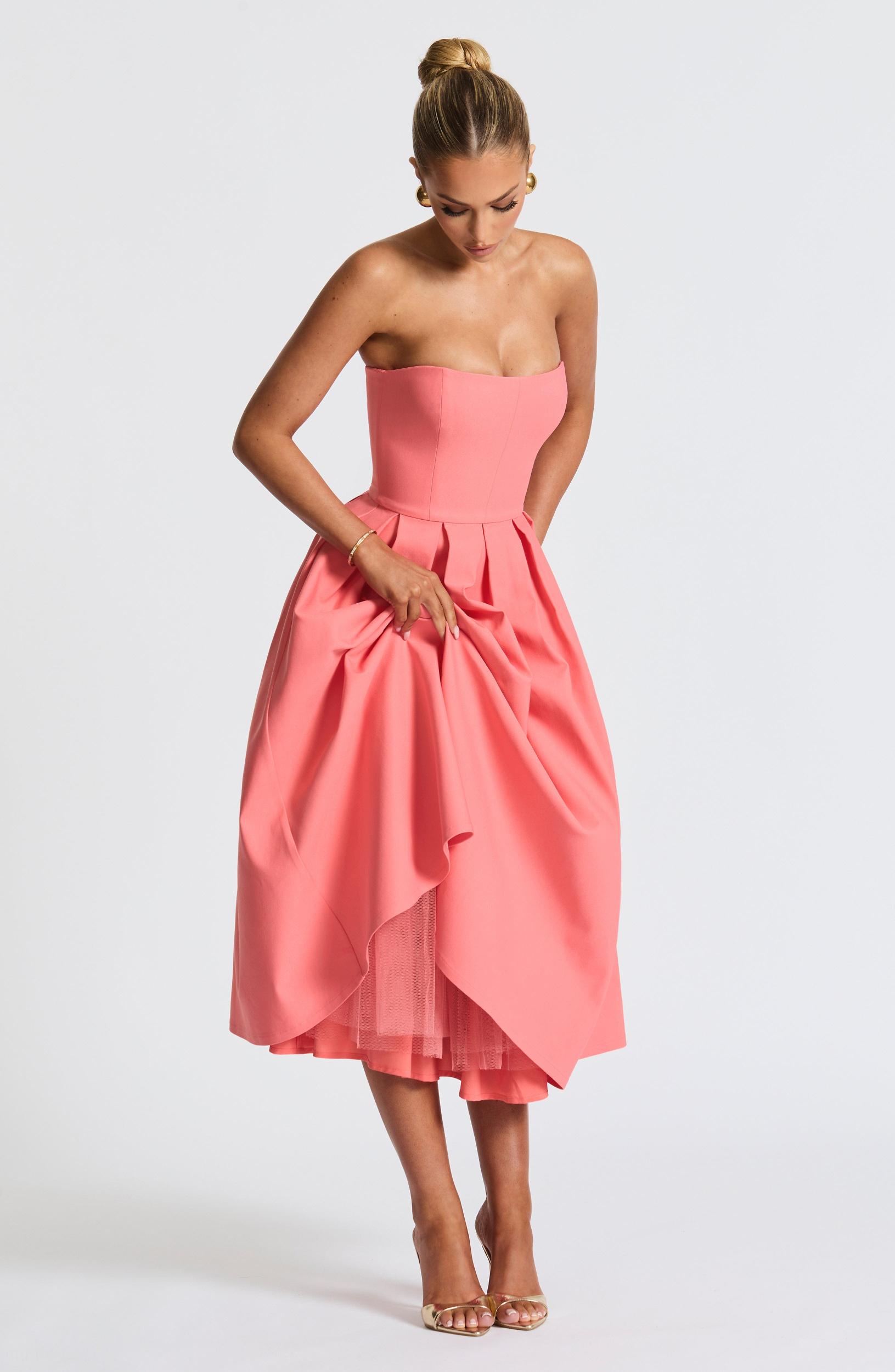 Edith Midi Dress - Coral Pink Product Image