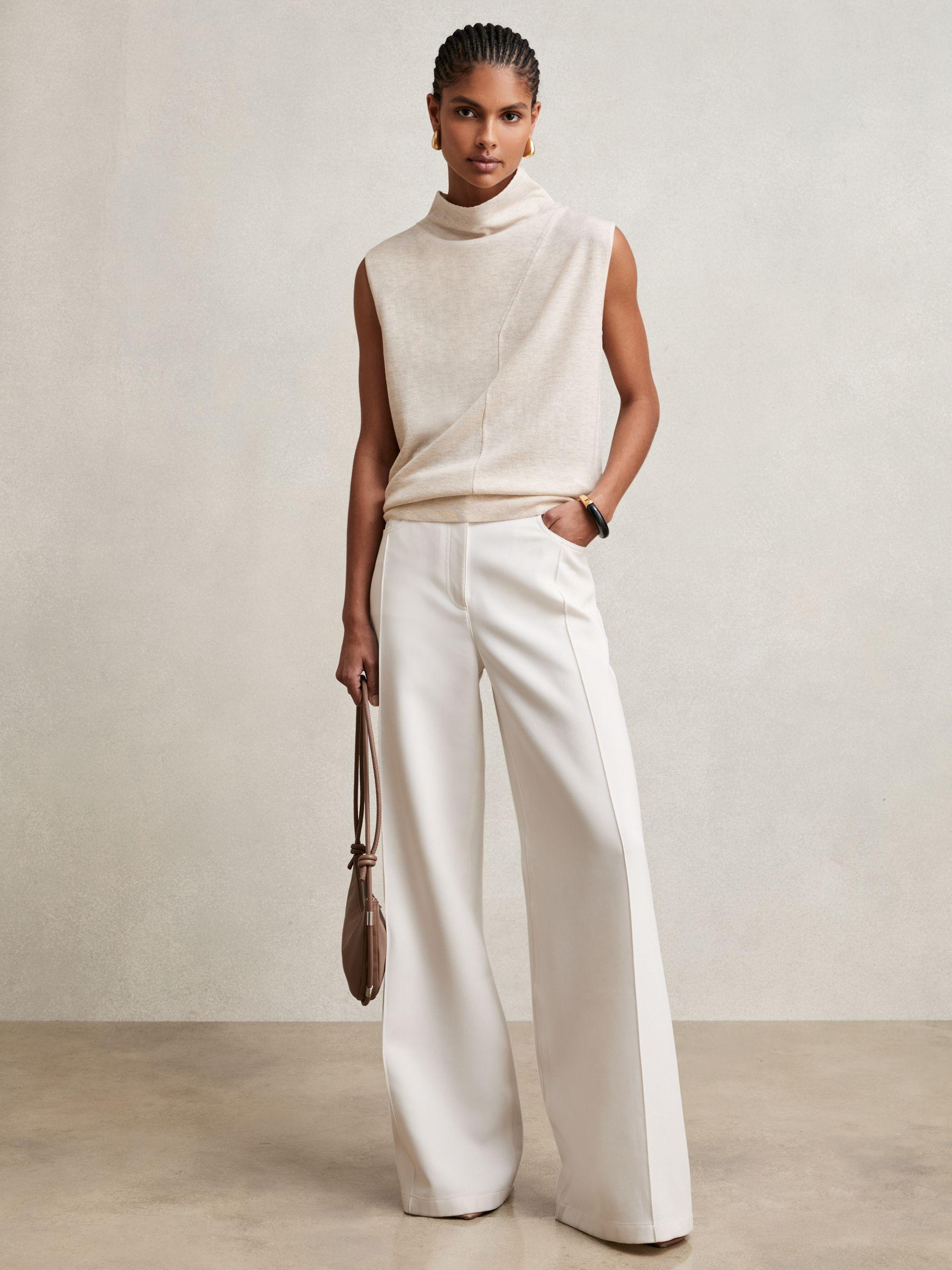 Wool Slouched Sleeveless Top in Stone Neutral Product Image