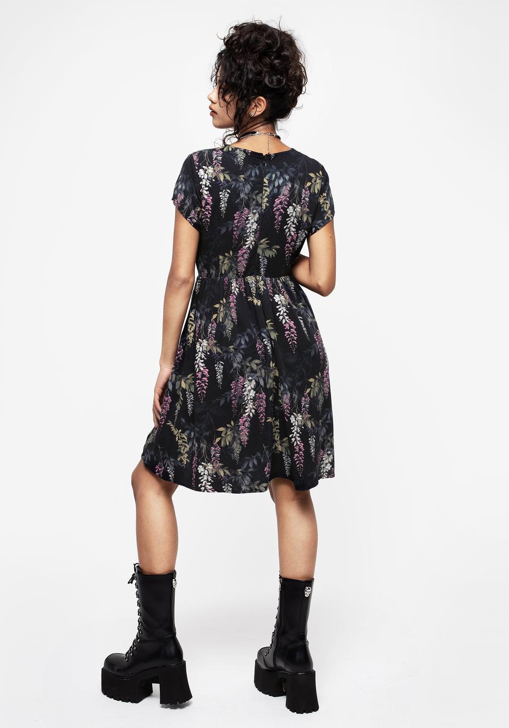 Wisteria Floral Print Mini Skater Dress Product Image