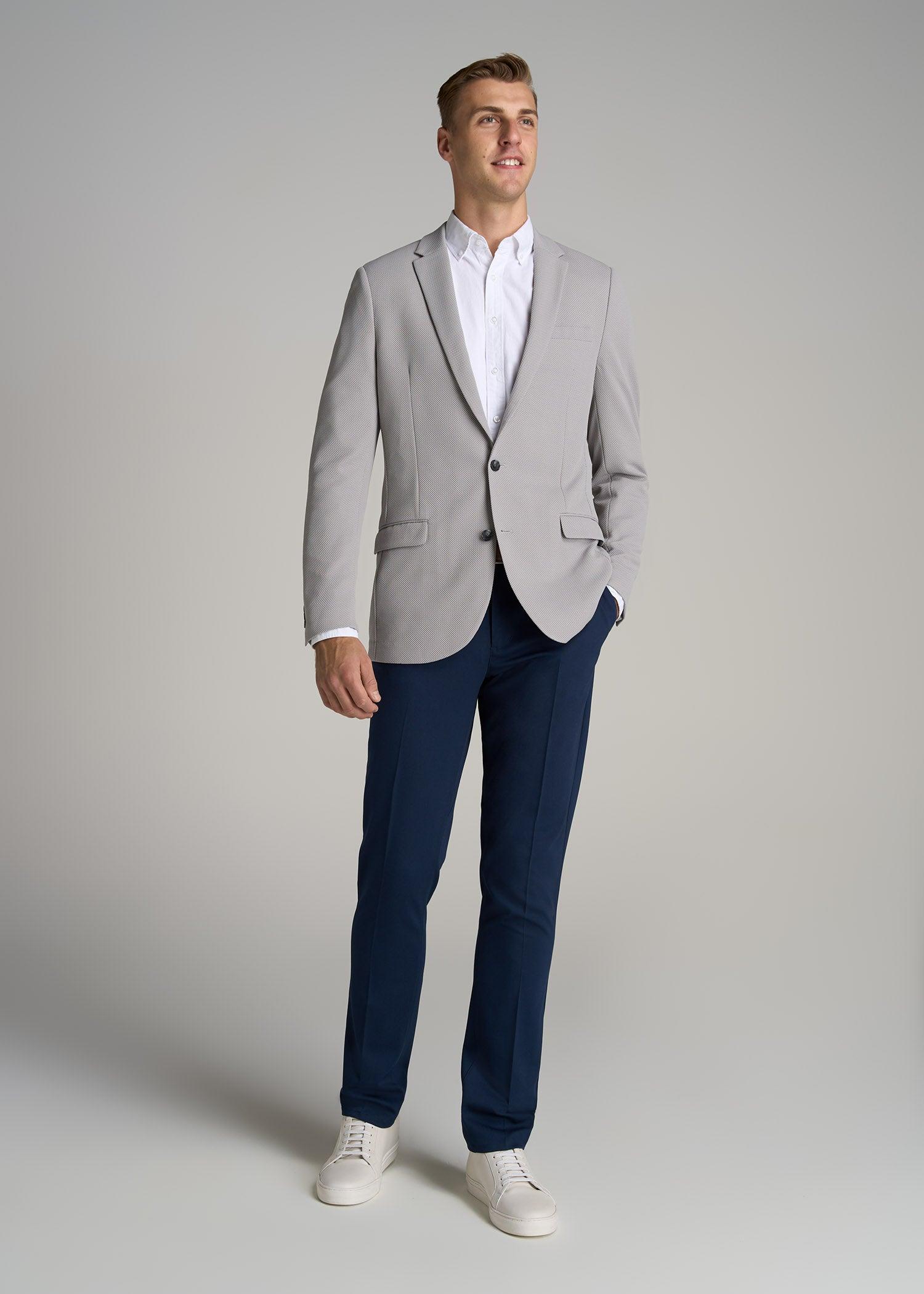 Textured Blazer for Tall Men in Soft Grey Male Product Image