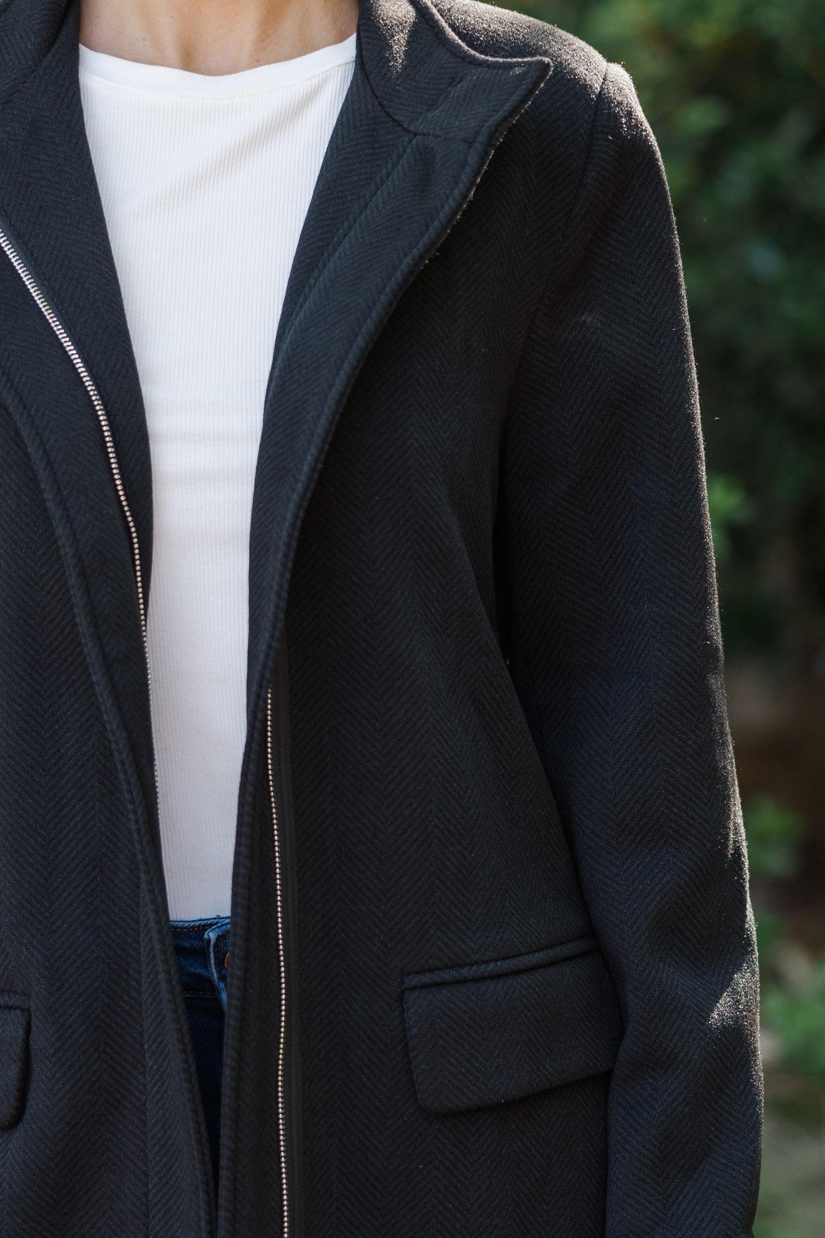 Do What You Love Charcoal Herringbone Coat Female Product Image