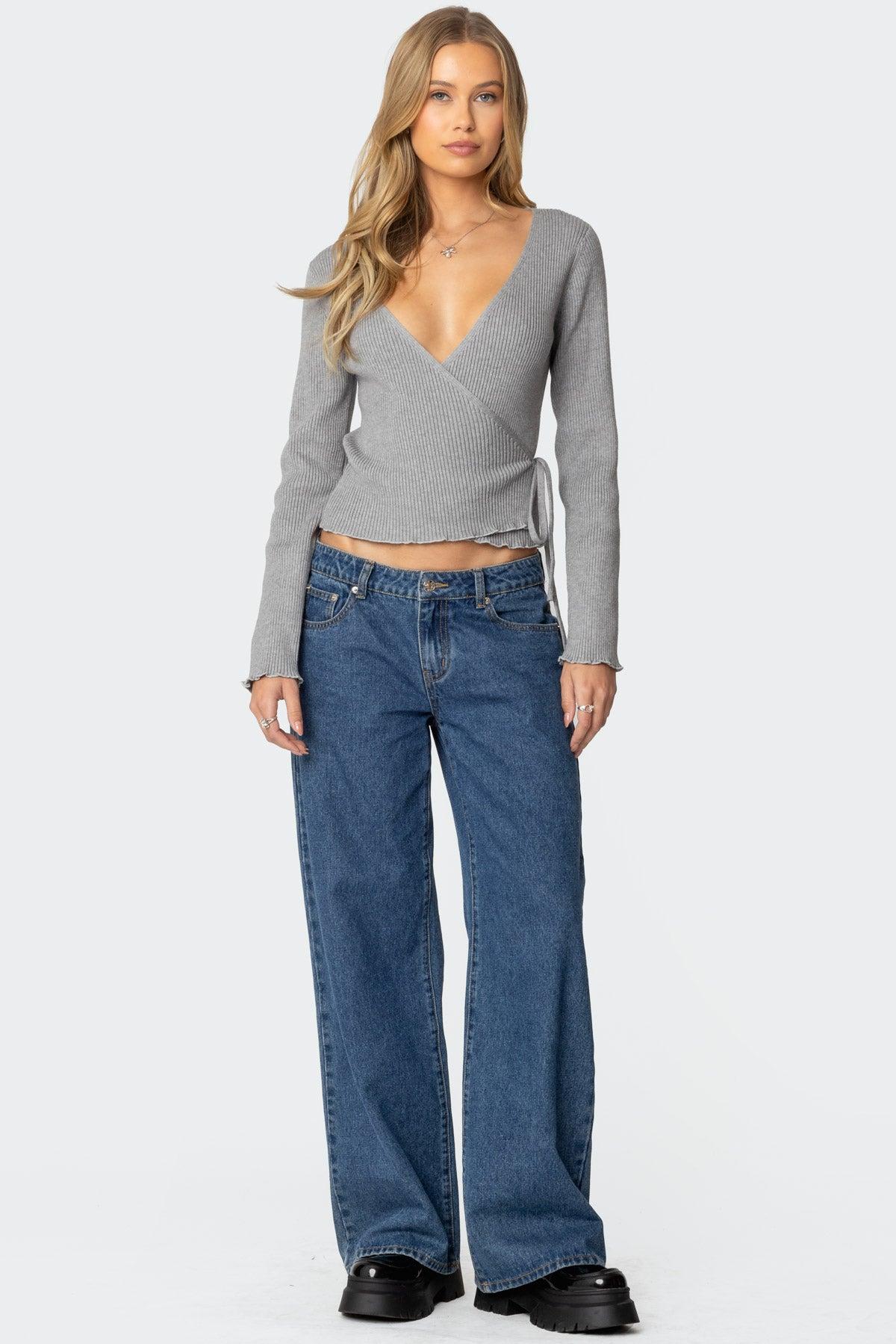 Paden Ribbed Knit Wrap Top Product Image