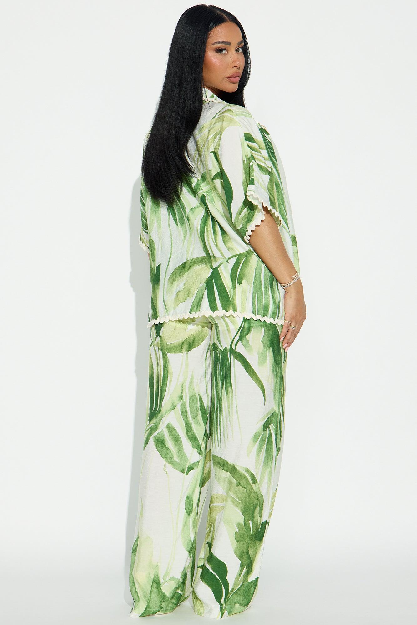 Tropic Getaway 3 Piece Pant Set - Green/combo Female Product Image