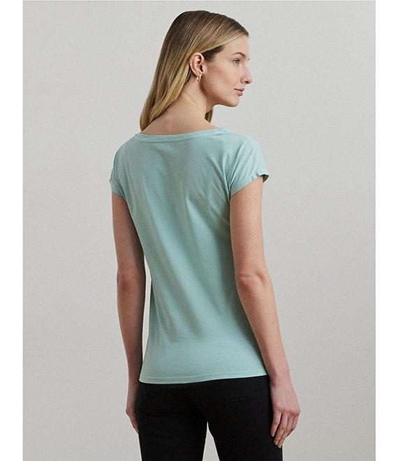 Lauren Ralph Lauren Knit Jersey Boat Neck Short Sleeve Tee Product Image