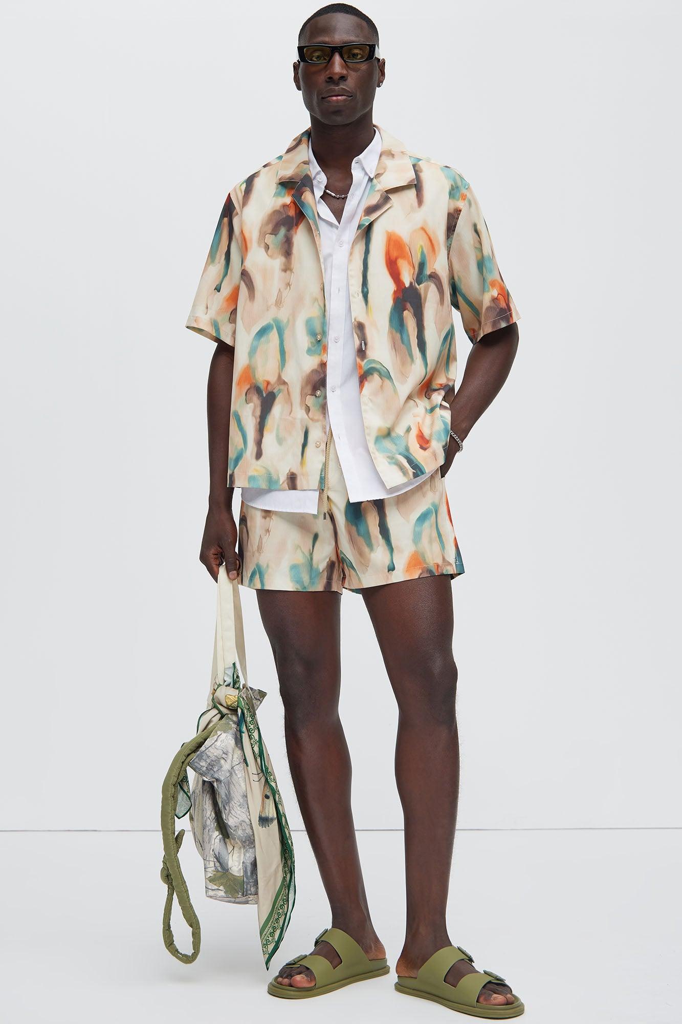 Capen Watercolor Swim Mid Trunk - Multi Color Product Image