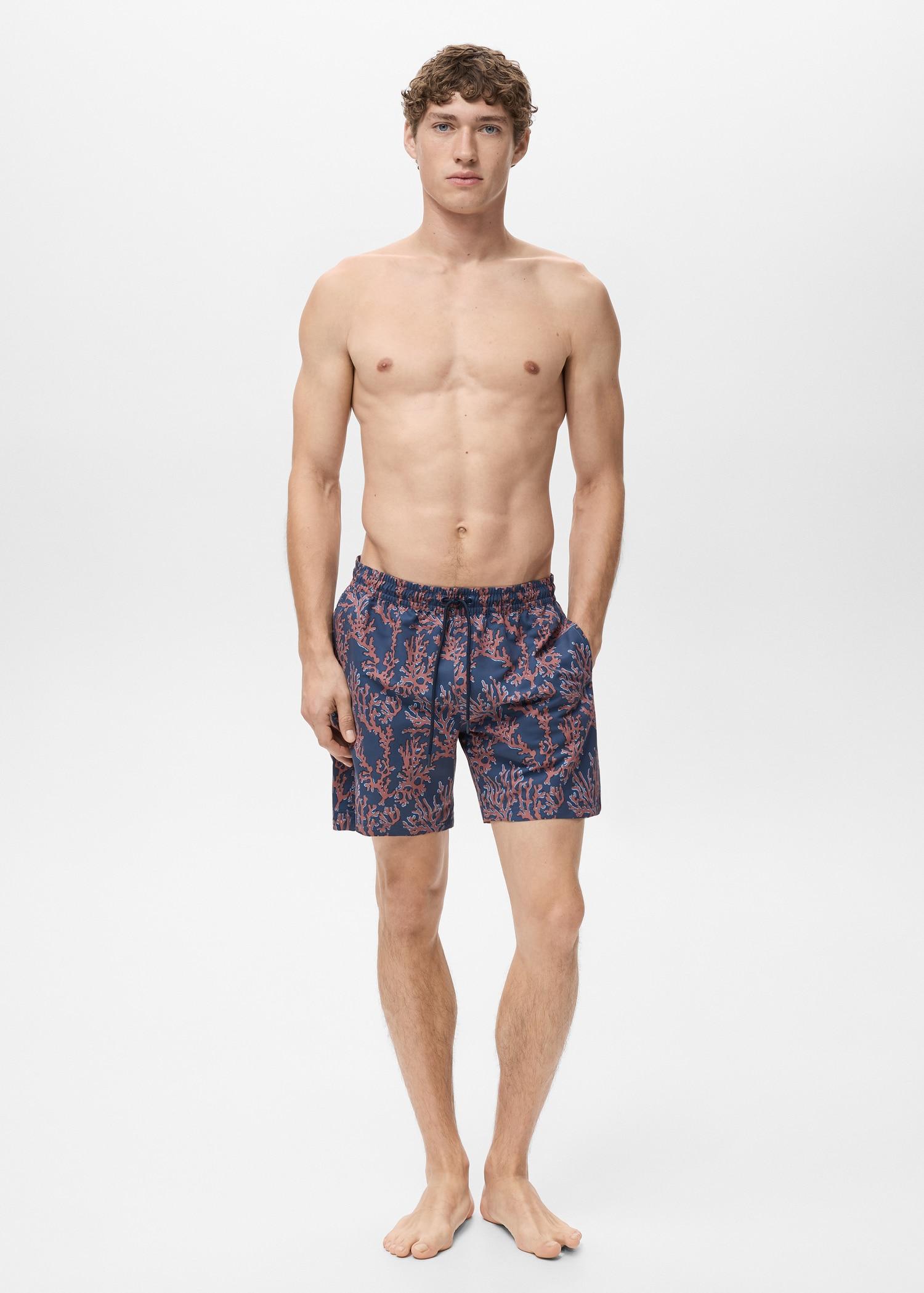 Swimsuit with coral print - Men | MANGO USA Product Image