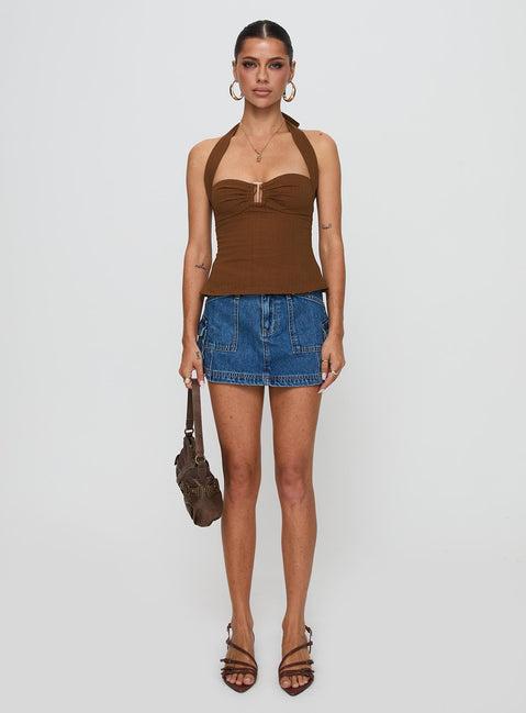 Isabetta Halter Top Chocolate Product Image