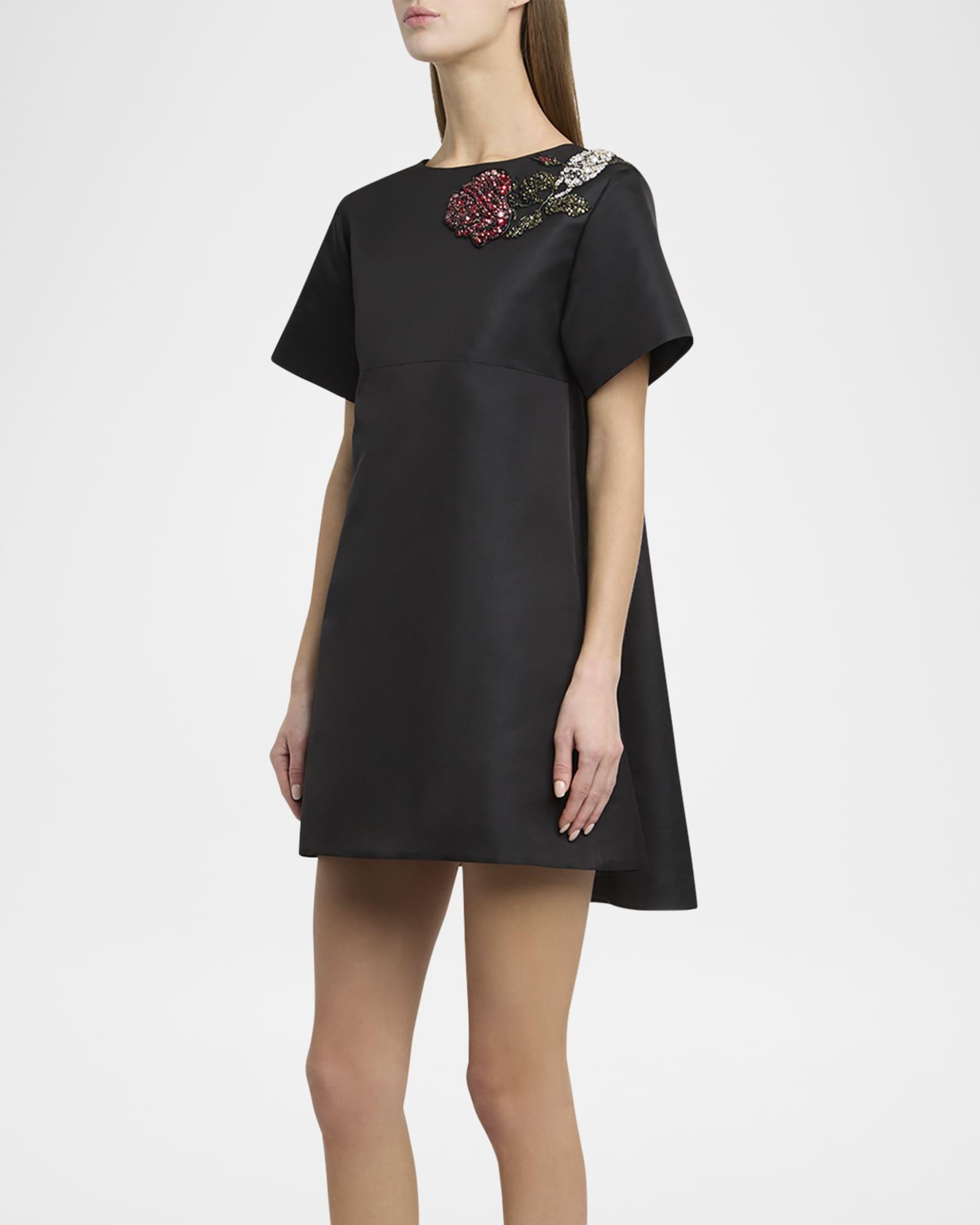 Crystal Rose Short-Sleeve Taffeta Mini Dress Product Image