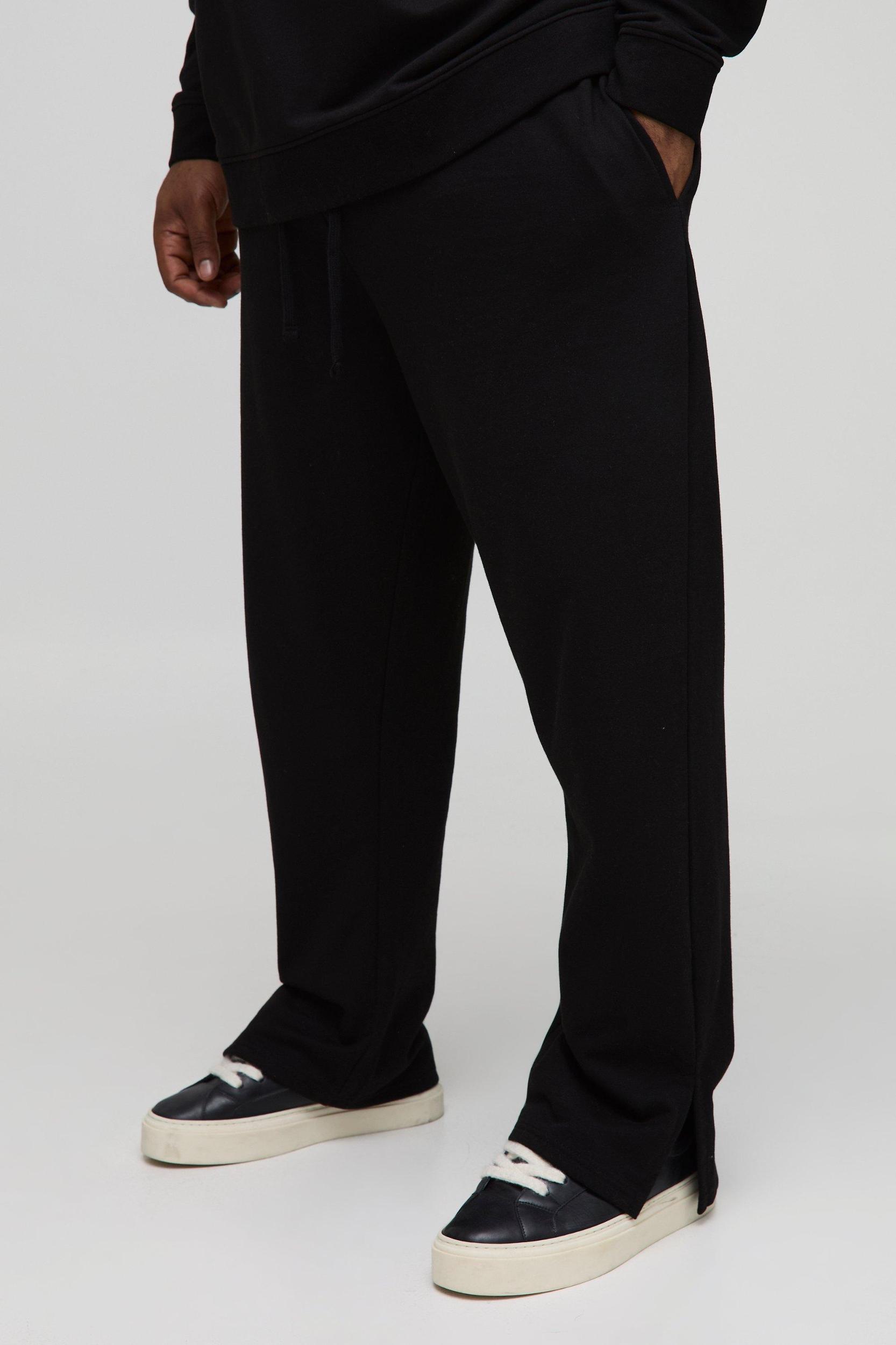 Plus Lightweight Regular Fit Split Hem Basic Sweatpants | boohooMAN USA Product Image