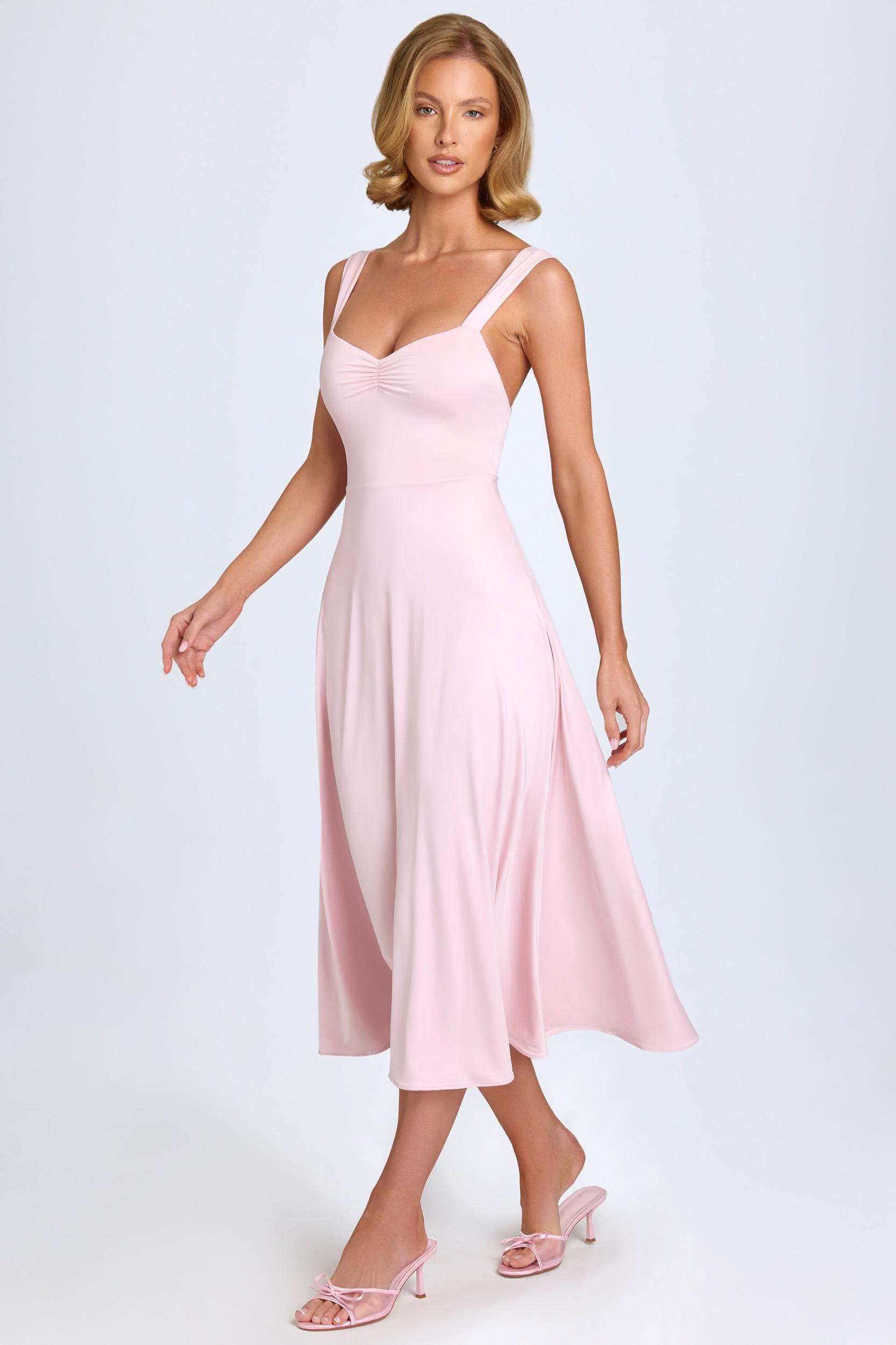 Sweetheart-Neck Ruched Midaxi Dress in Blush Product Image
